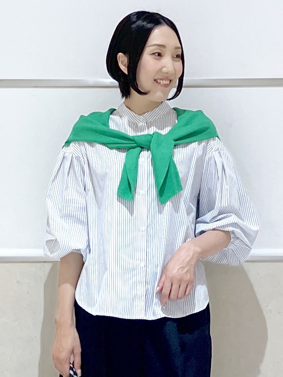 eriko さんの「Dessin｜【洗える】バルーンスリーブバンドカラーシャツ」を使ったコーディネート