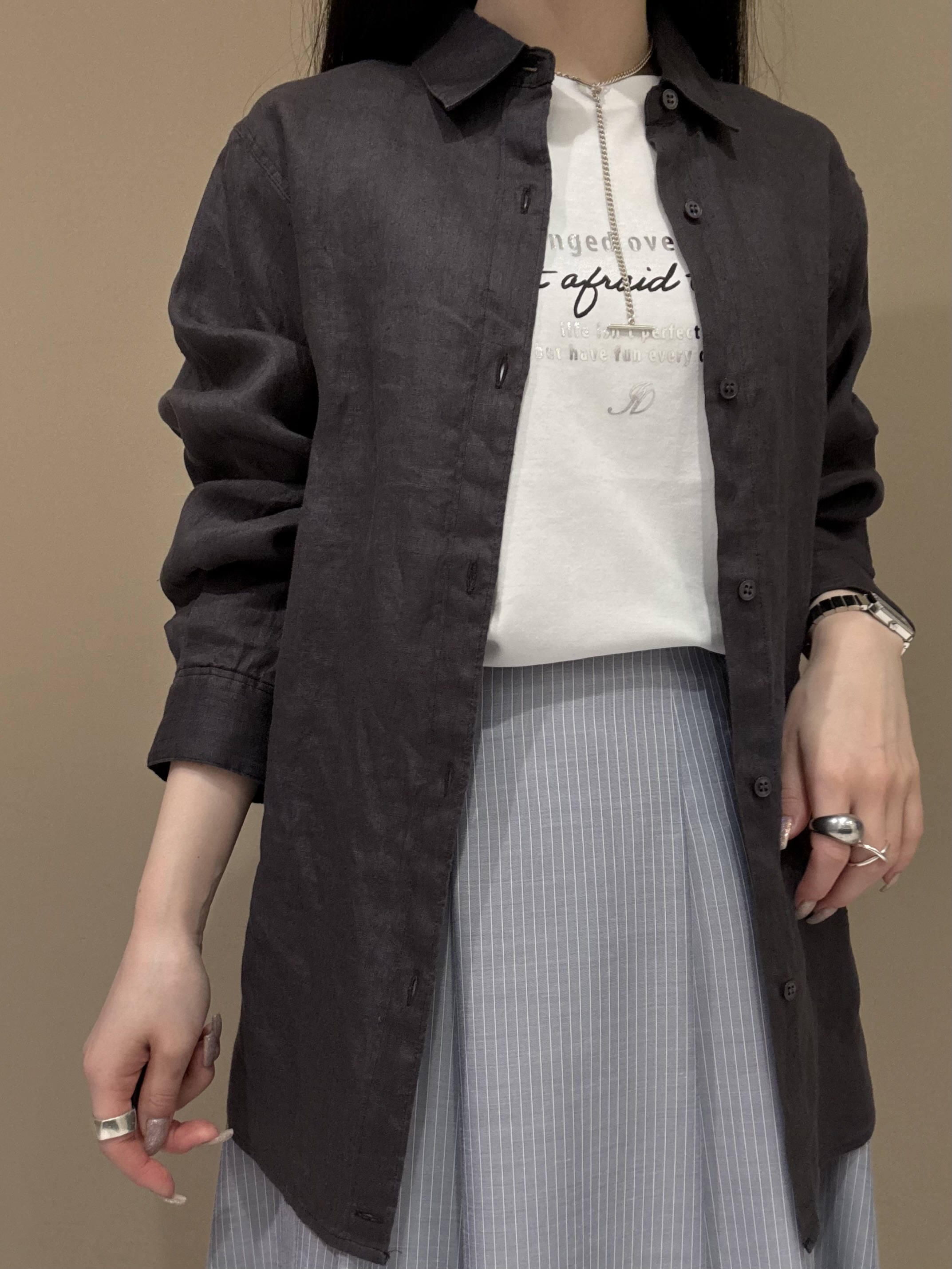 KEIKOさんの「INDIVI｜【接触冷感／2WAY】カシュクールリネンシャツ」を使ったコーディネート