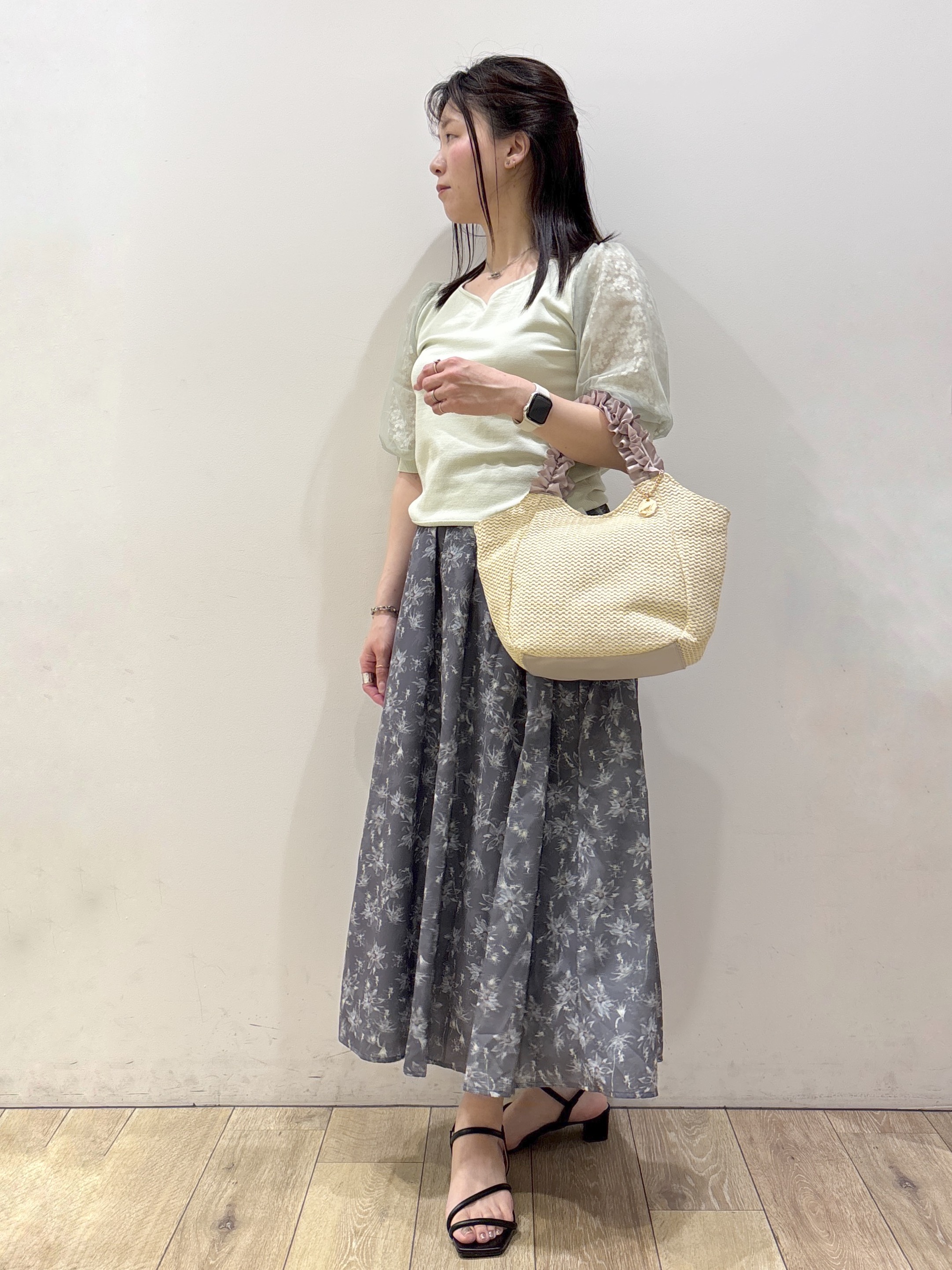 mameさんの「index｜【UVケア】レーススリーブハートネックニット《洗濯機OK／抗ピル／XS～LL》」を使ったコーディネート