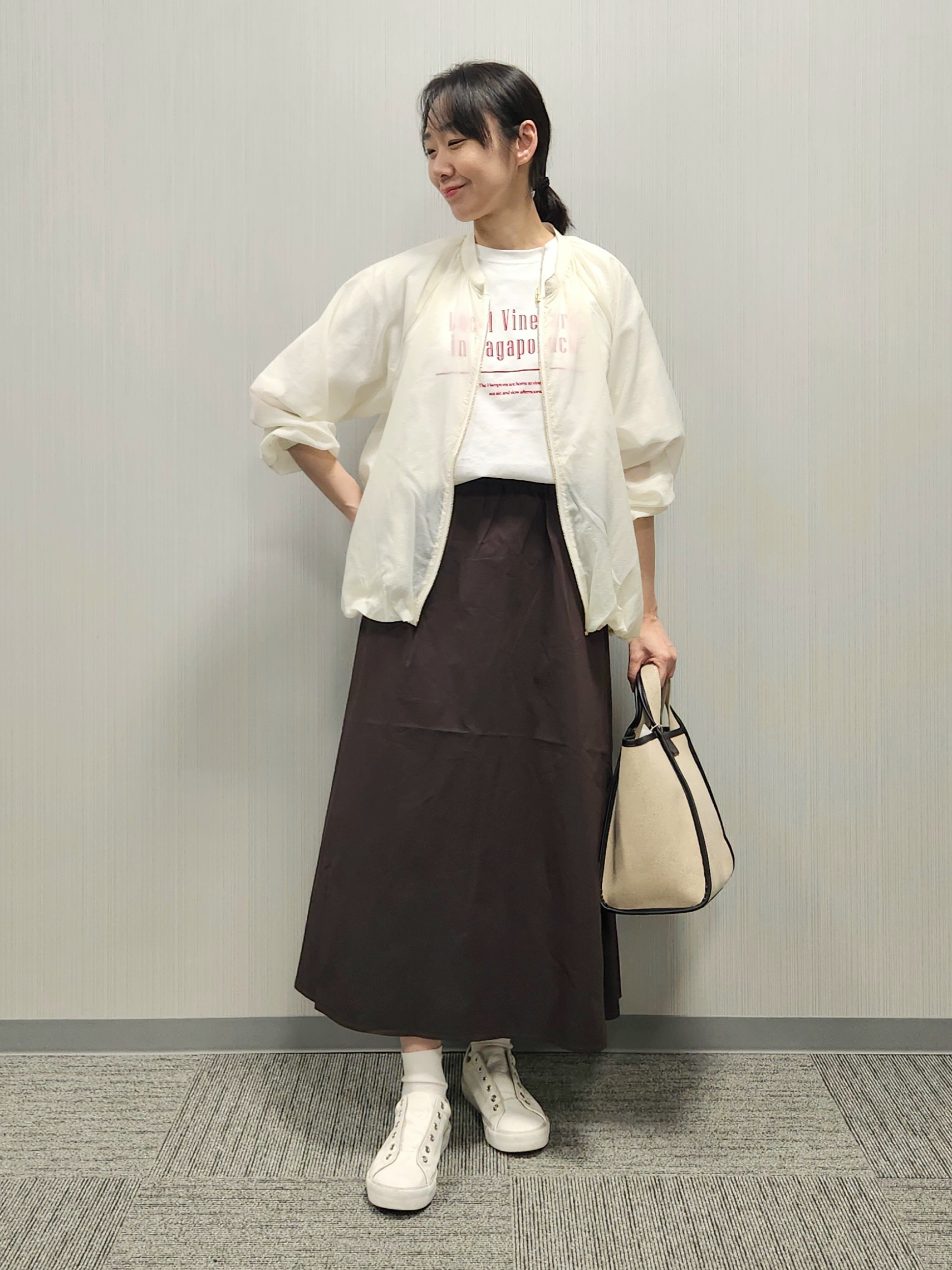 naraさんの「Dessin｜【洗える】シアーナイロンジップブルゾン」を使ったコーディネート