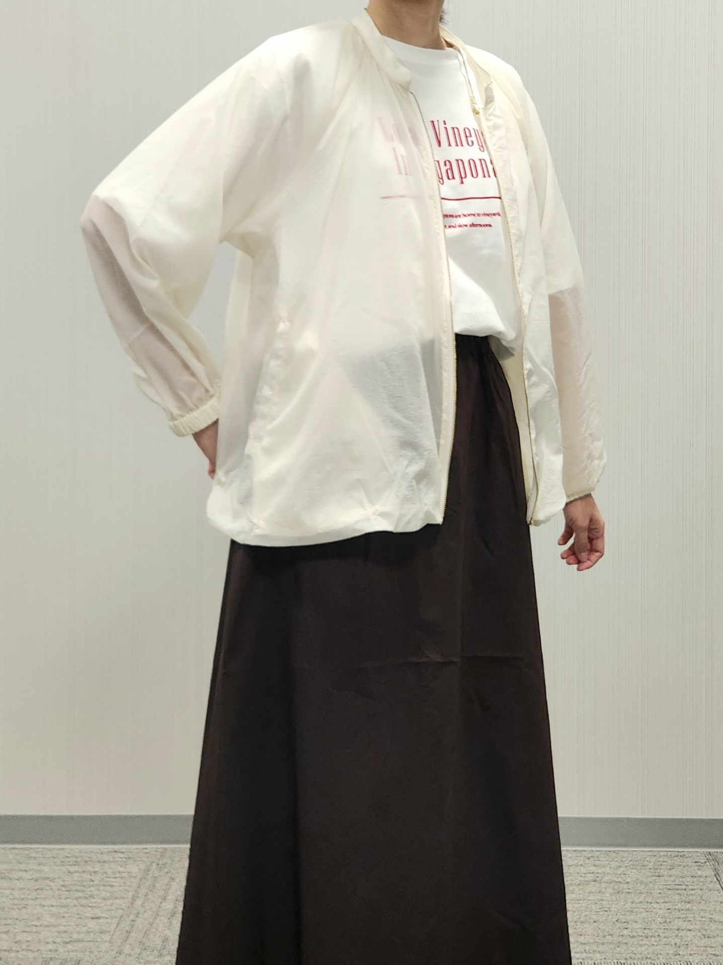 naraさんの「Dessin｜【洗える】シアーナイロンジップブルゾン」を使ったコーディネート
