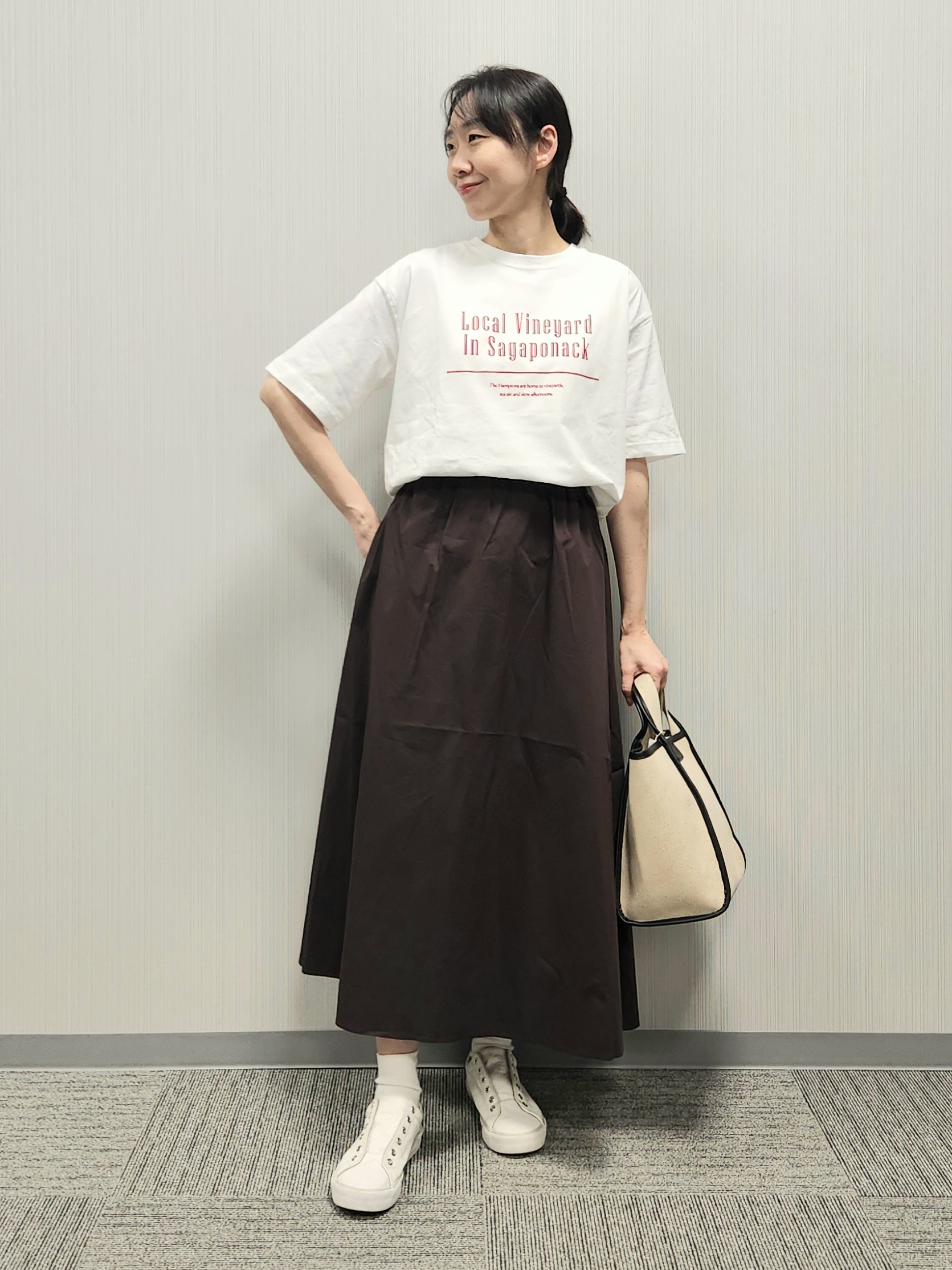 naraさんの「Dessin｜【洗える】オーガニックコットンロゴTシャツ」を使ったコーディネート