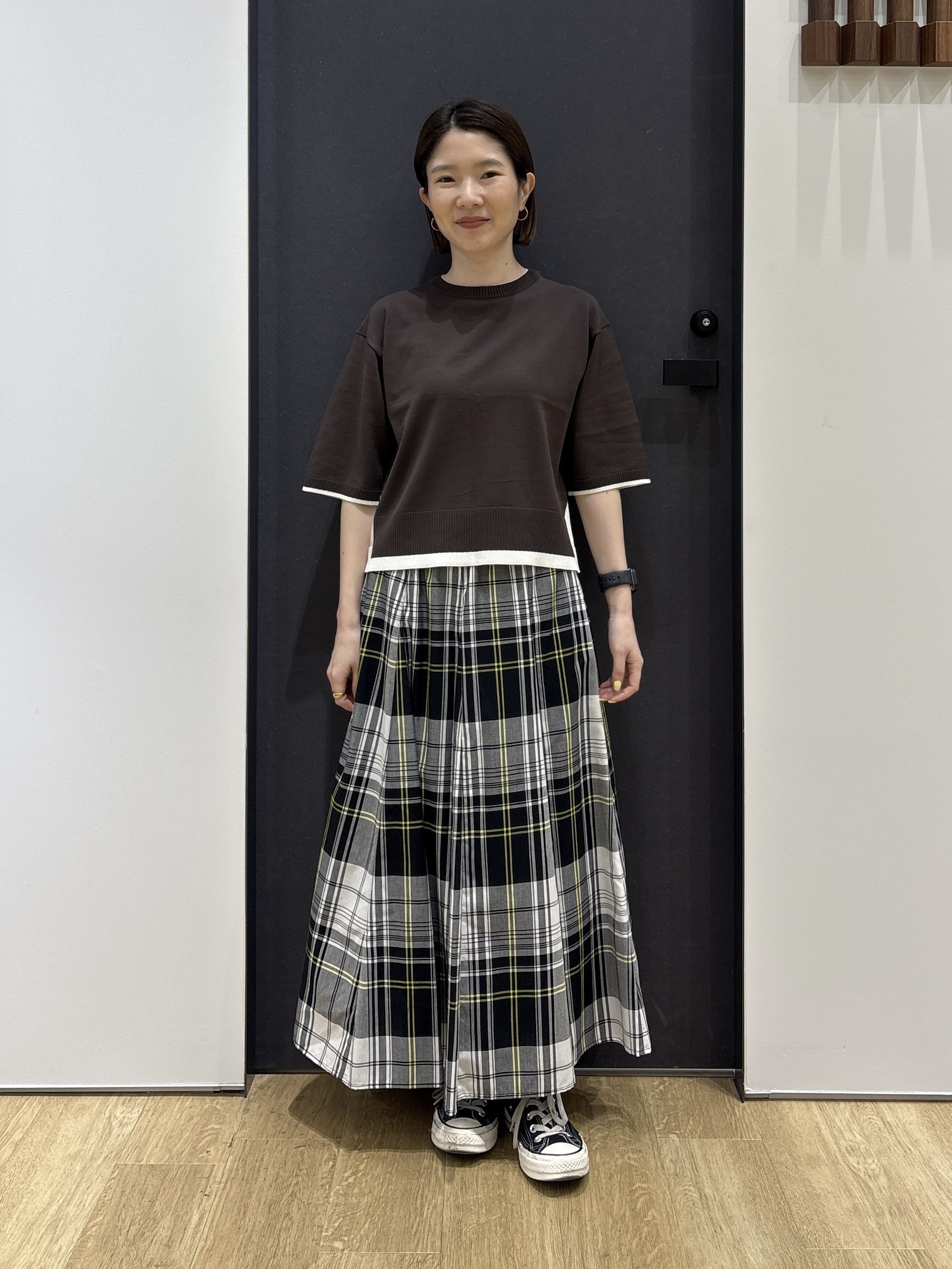risaさんの「Dessin｜【洗える】バイカラーボクシーシルエットニット」を使ったコーディネート