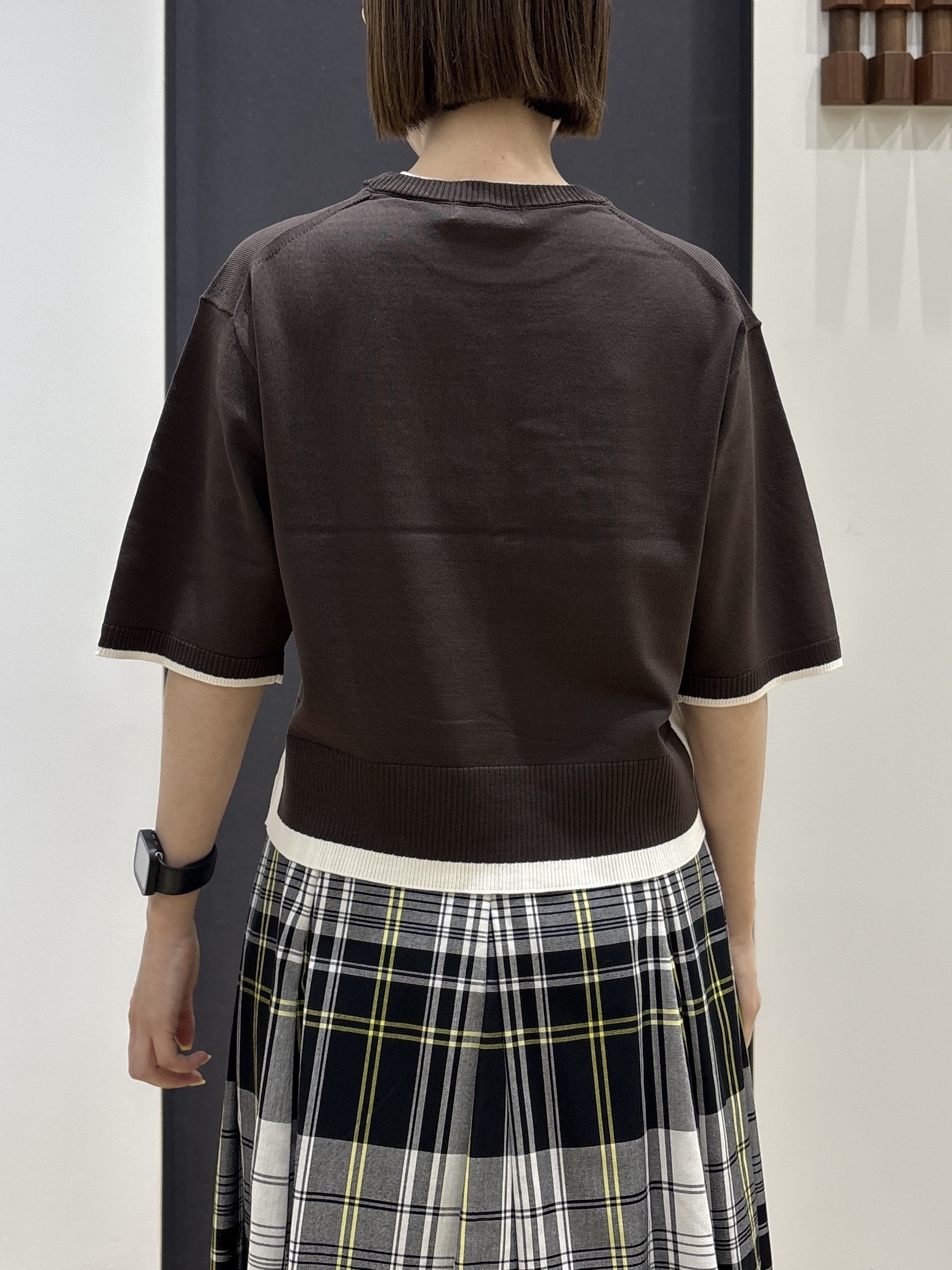 risaさんの「Dessin｜【洗える】バイカラーボクシーシルエットニット」を使ったコーディネート