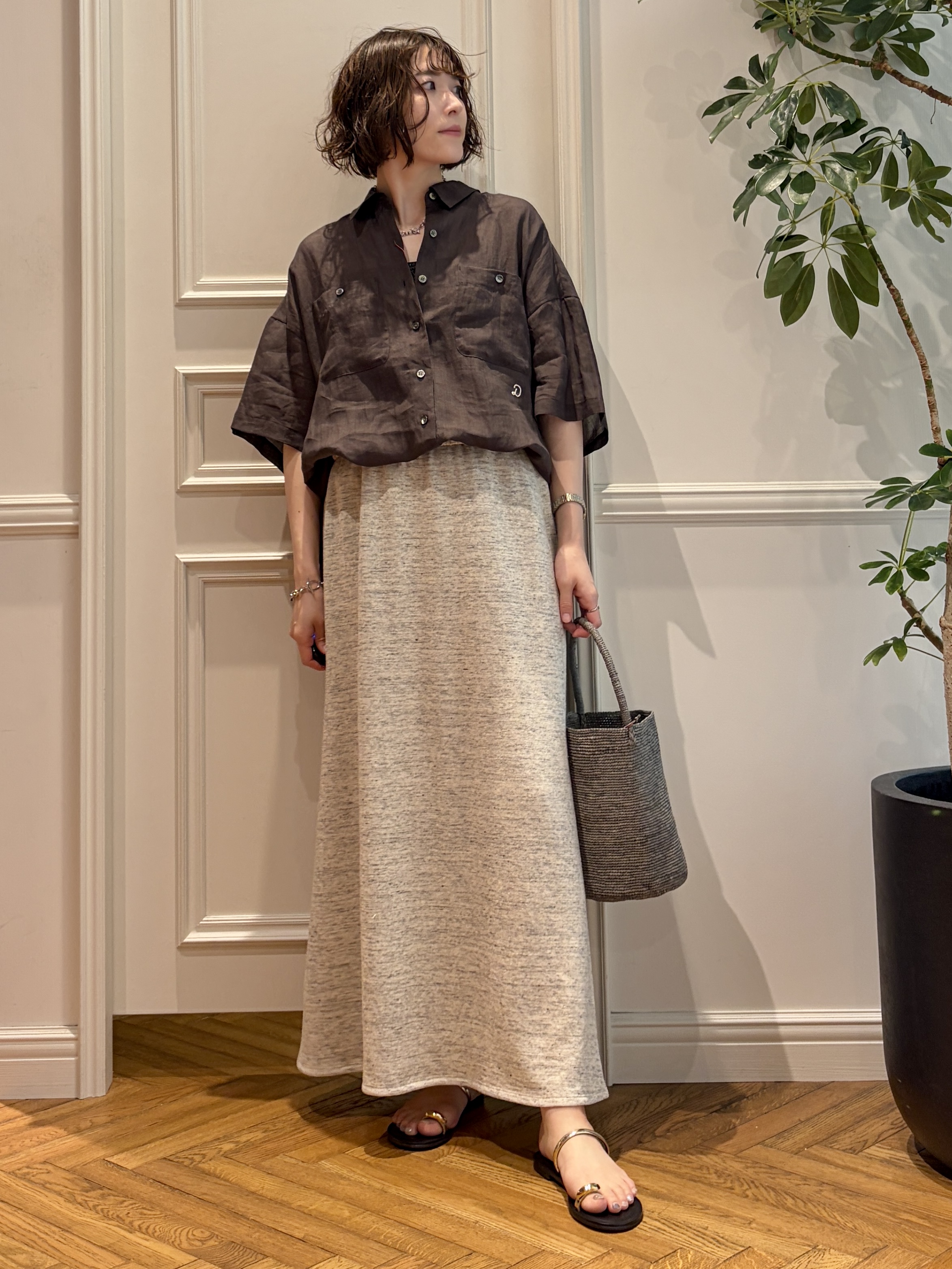 nakaoさんの「DRESSTERIOR｜【ウォッシャブル/セットアップ可】ウォッシャブルリネンウラケスカート」を使ったコーディネート