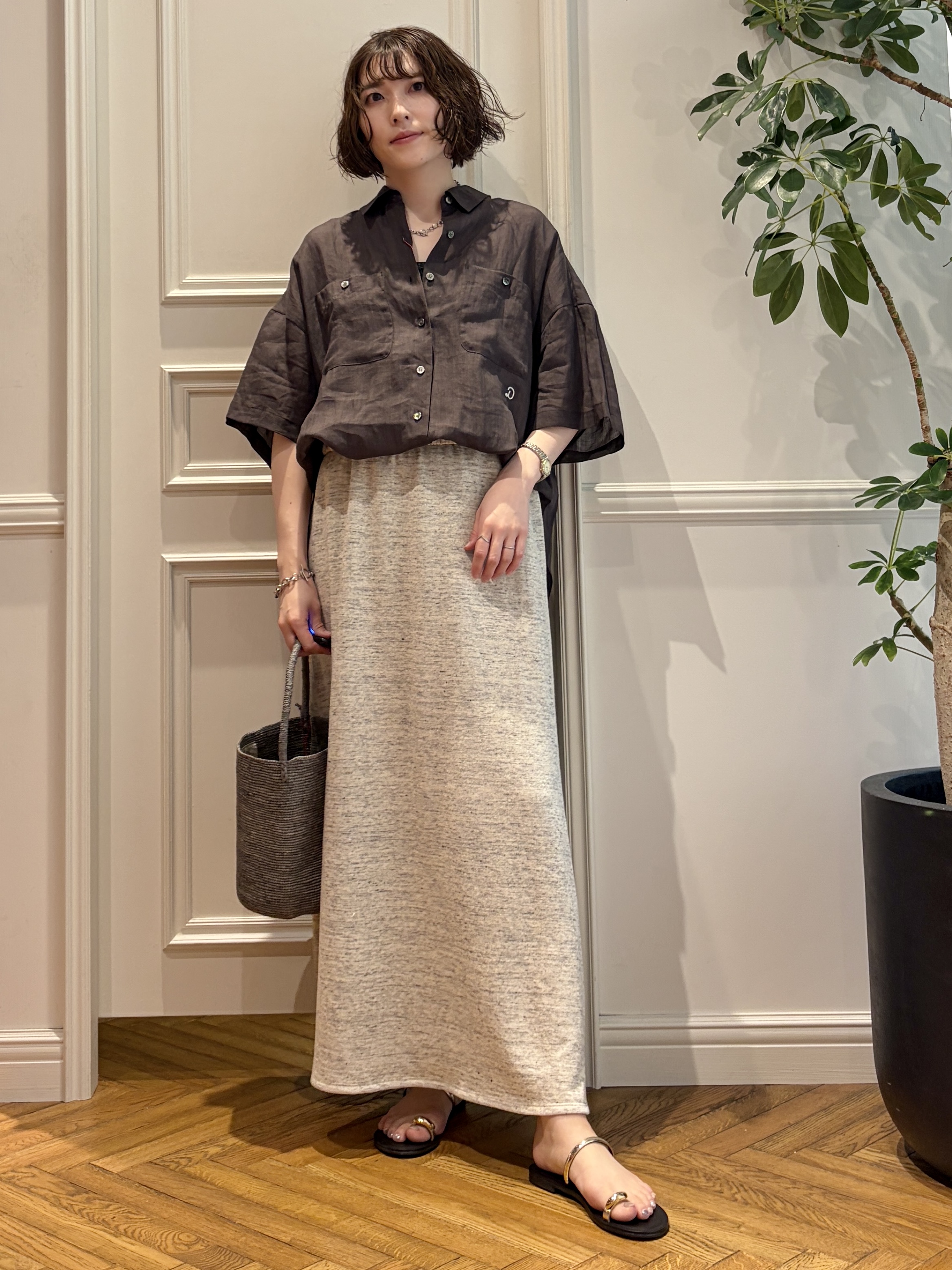nakaoさんの「DRESSTERIOR｜【ウォッシャブル/セットアップ可】ウォッシャブルリネンウラケスカート」を使ったコーディネート