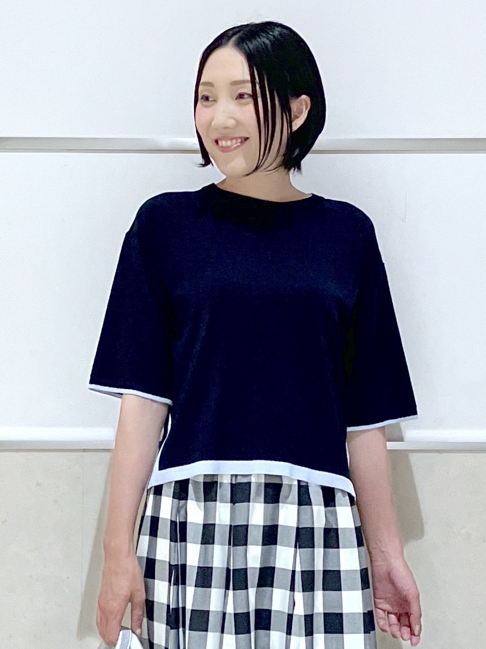 eriko さんの「Dessin｜【洗える】バイカラーボクシーシルエットニット」を使ったコーディネート
