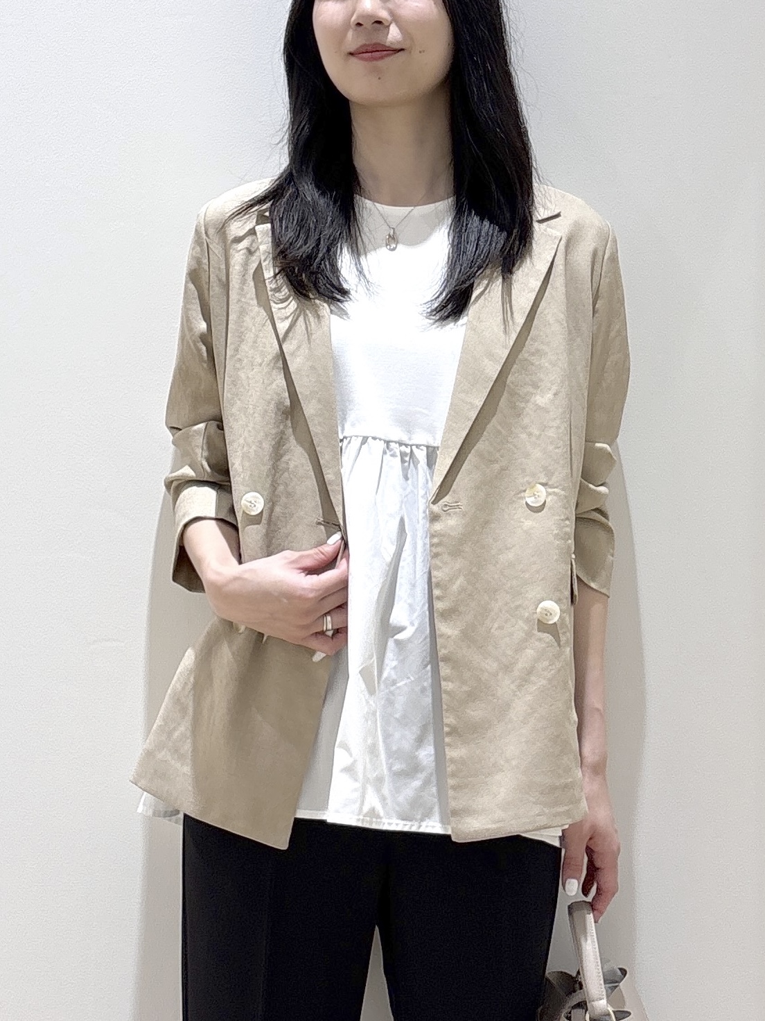 sachikoさんの「OPAQUE.CLIP｜【UV／接触冷感】ダブルブレストジャケット《防シワ加工／洗える》」を使ったコーディネート