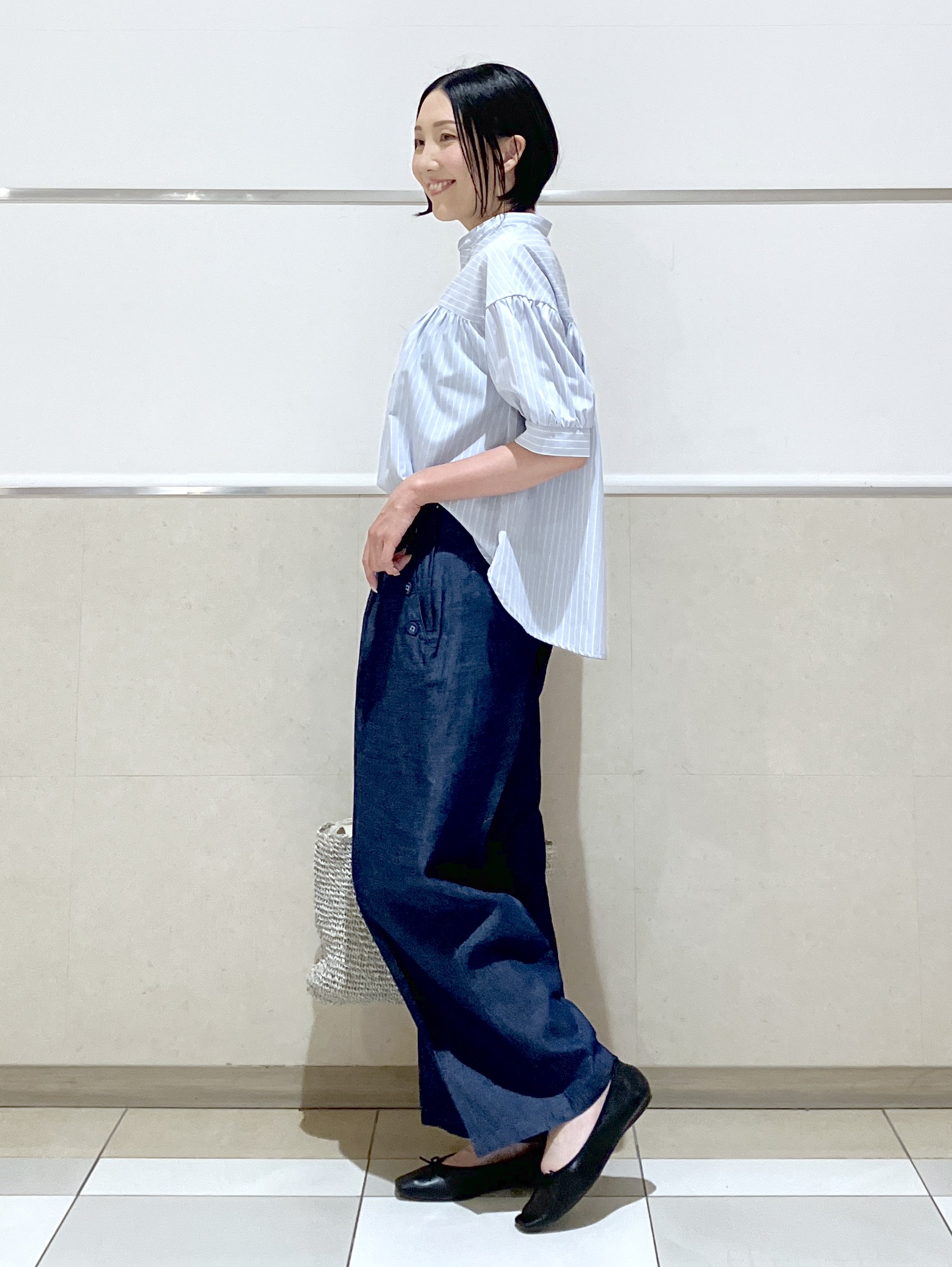eriko さんの「Dessin｜【洗える】ストライプスキッパーシャツ」を使ったコーディネート