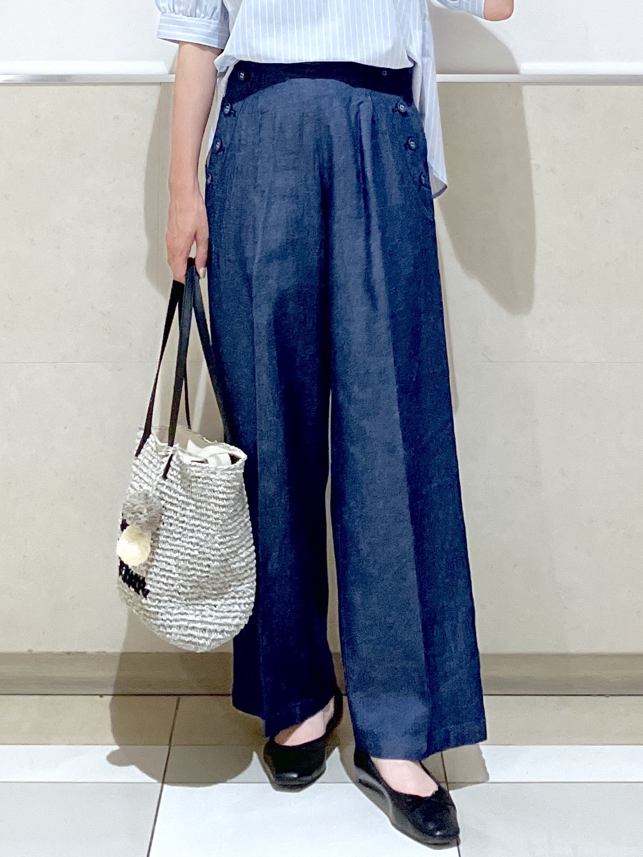 eriko さんの「Dessin｜【洗える】ストライプスキッパーシャツ」を使ったコーディネート