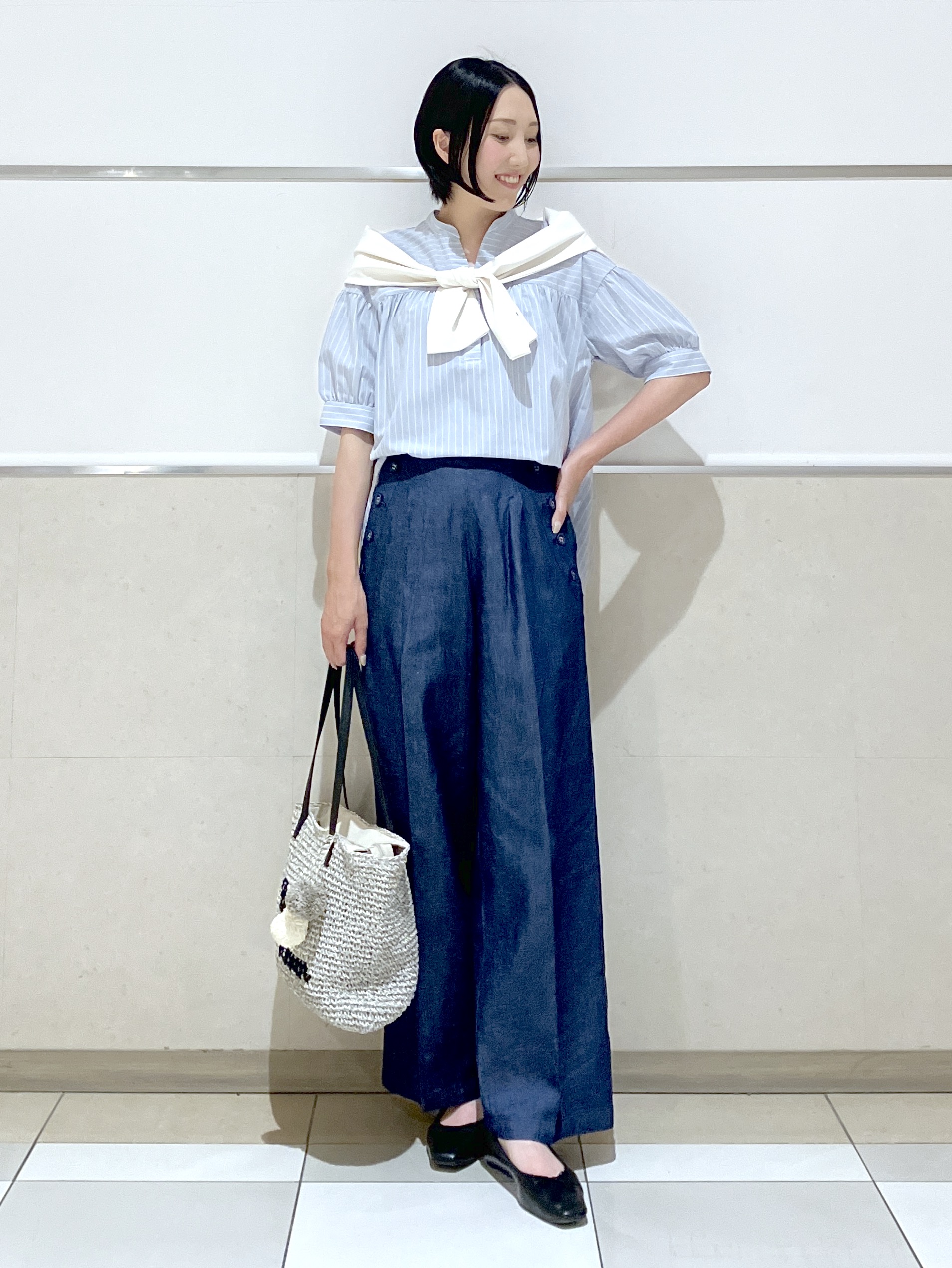 eriko さんの「Dessin｜【洗える】ストライプスキッパーシャツ」を使ったコーディネート