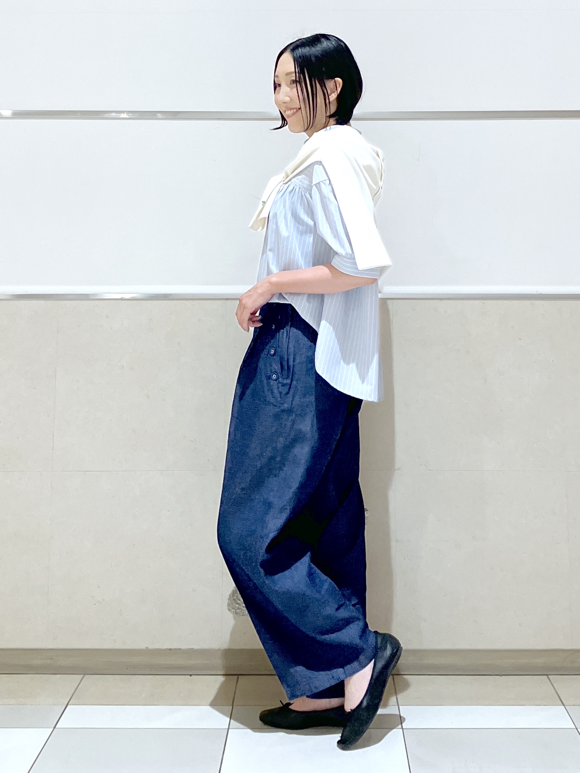 eriko さんの「Dessin｜【洗える】ストライプスキッパーシャツ」を使ったコーディネート