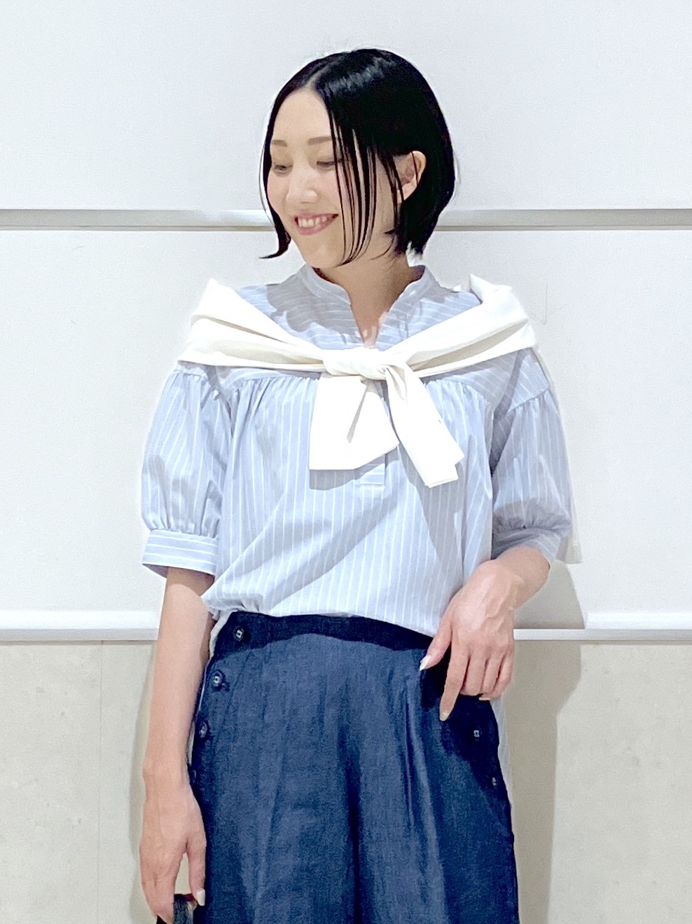 eriko さんの「Dessin｜【洗える】ストライプスキッパーシャツ」を使ったコーディネート