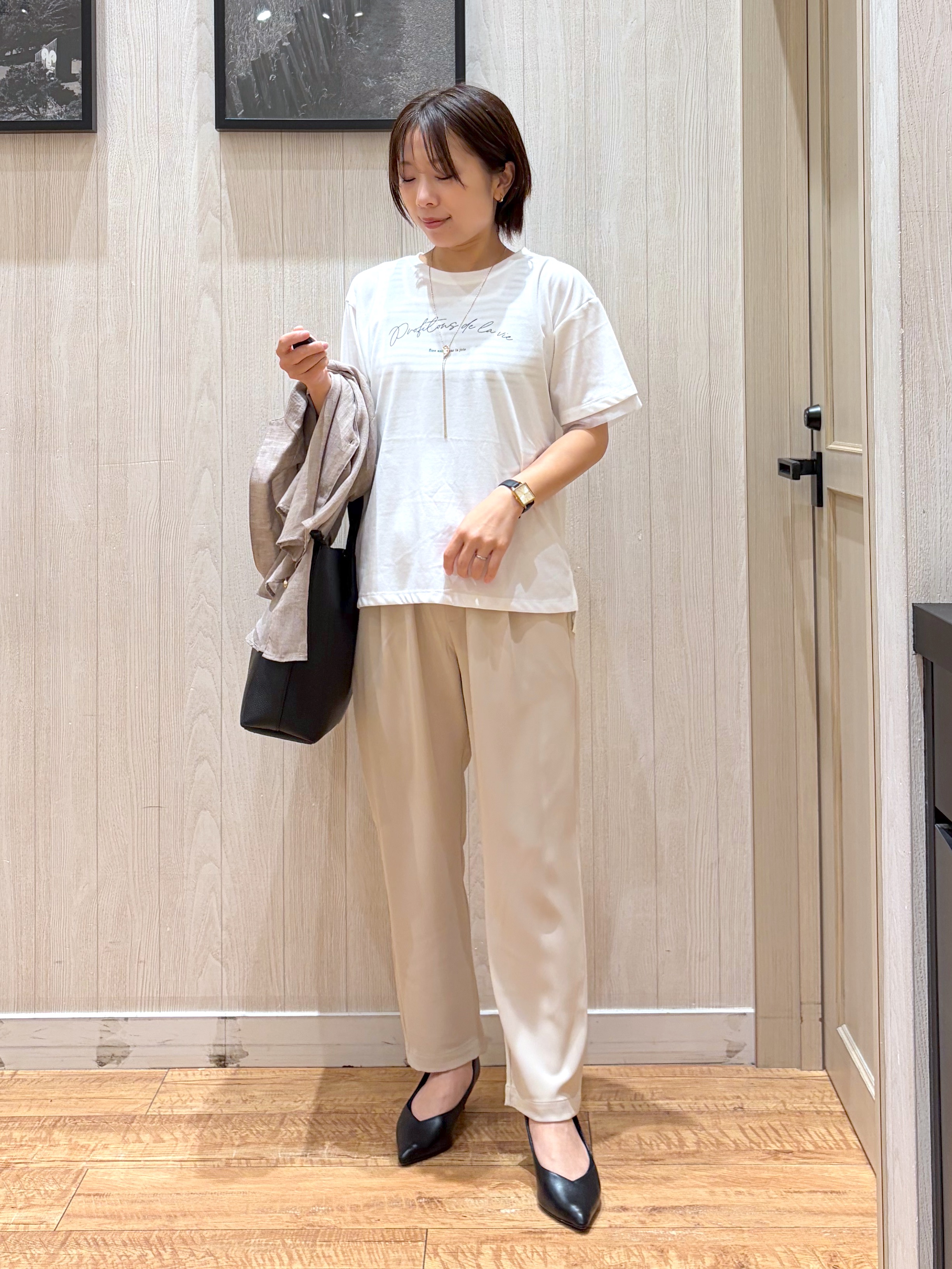 shirayuuuさんの「SHOO･LA･RUE｜【S-LL】ナチュラルに決まる 半袖シアーシャツジャケット」を使ったコーディネート