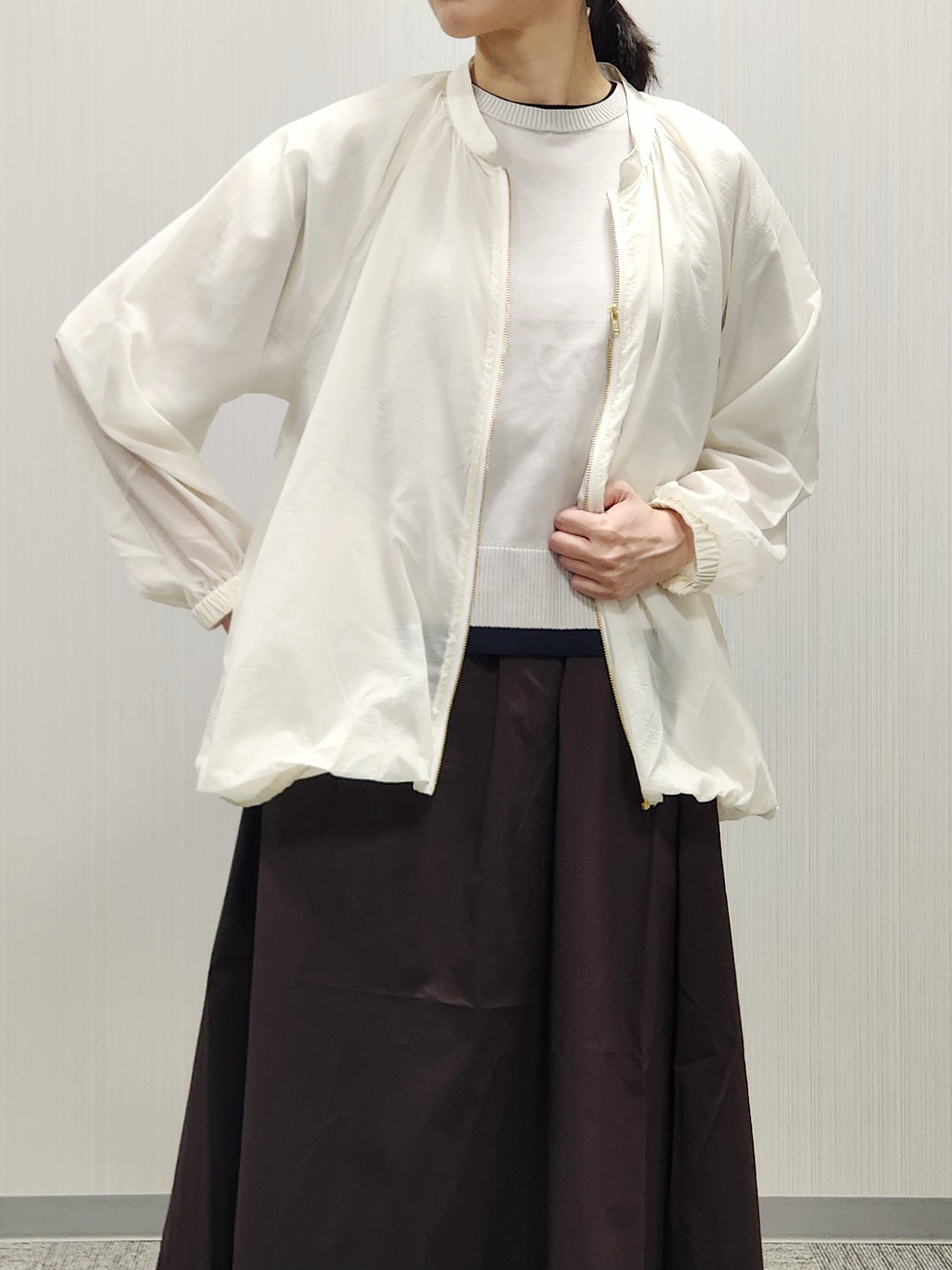 naraさんの「Dessin｜【洗える】シアーナイロンジップブルゾン」を使ったコーディネート