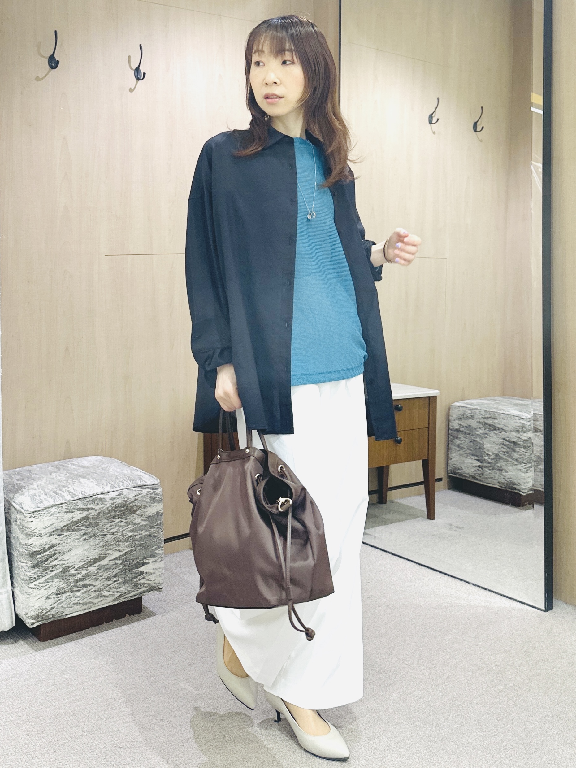 Miwaさんの「UNTITLED｜◆【2WAY/マシンウォッシャブル】カシュクールデザインシャツ」を使ったコーディネート