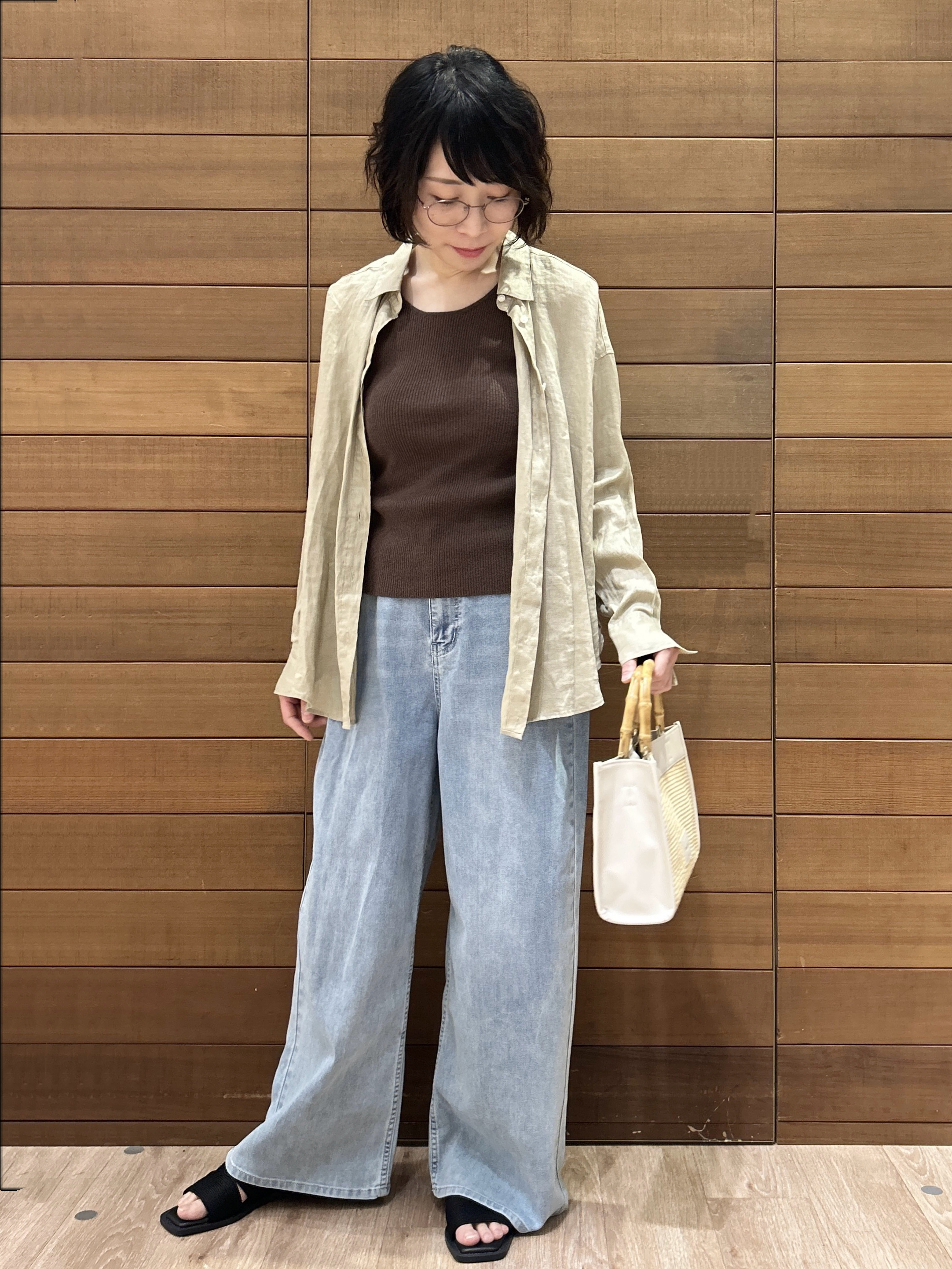 ゆうあさんの「OPAQUE.CLIP｜フレンチリネンシャツ／カシュクール【洗濯機OK】《5col》」を使ったコーディネート