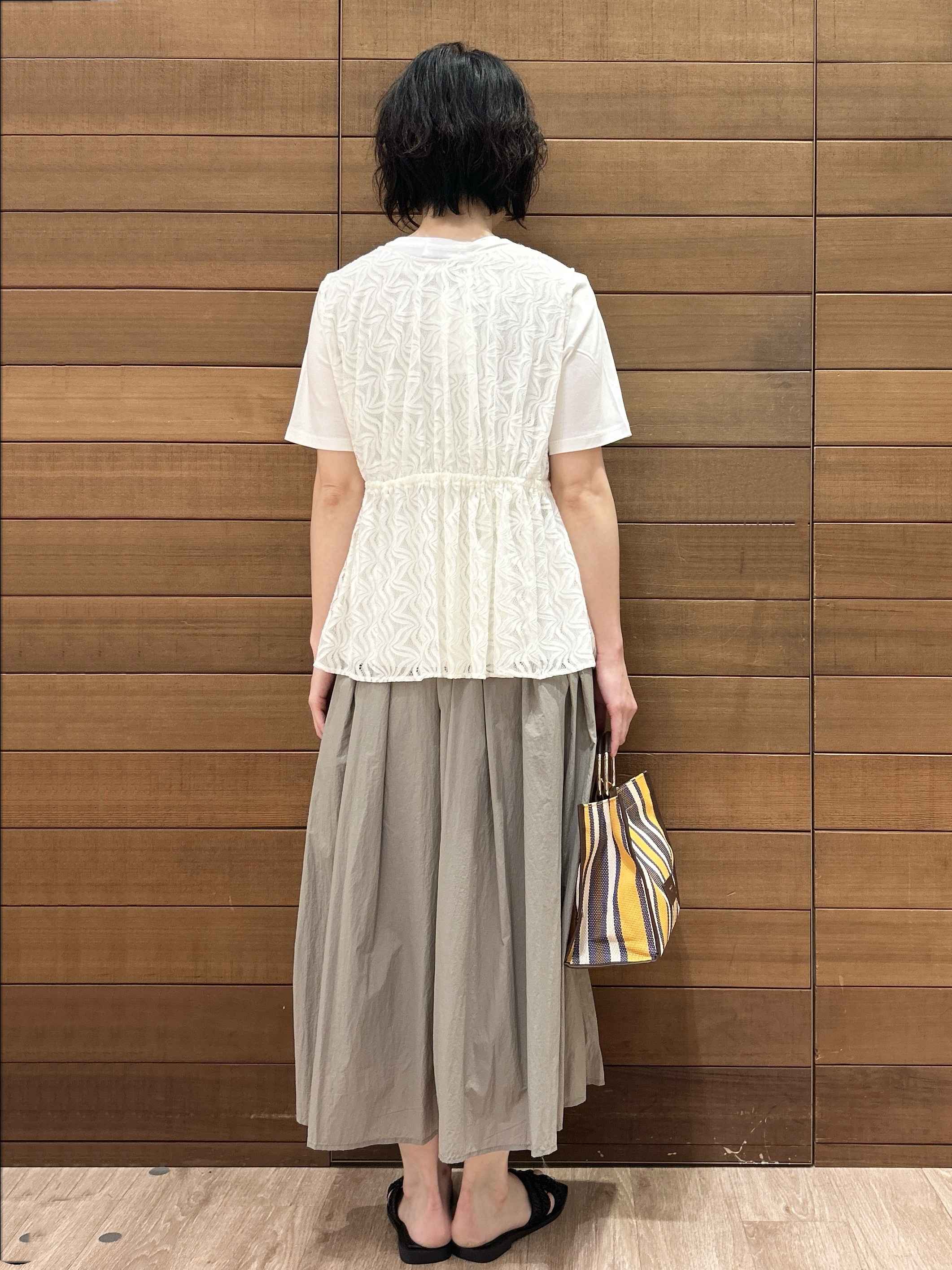 ゆうあさんの「OPAQUE.CLIP｜レースペプラムジレ【洗濯機OK】」を使ったコーディネート