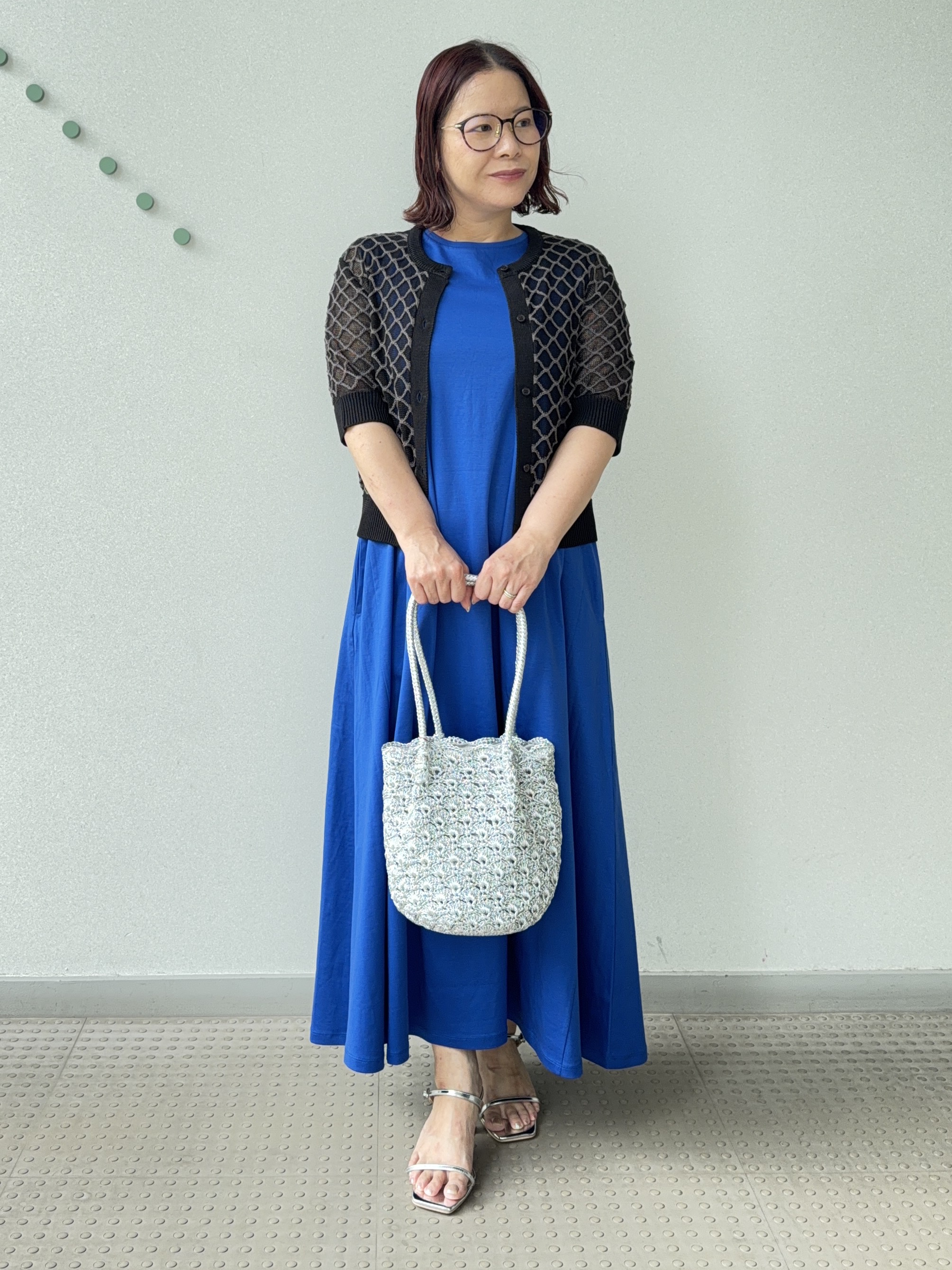 Asamiさんの「DRESSTERIOR｜【接触冷感／抗菌防臭／消臭/ウォッシャブル】アイスクリアコットン フレンチスリーブワンピース」を使ったコーディネート