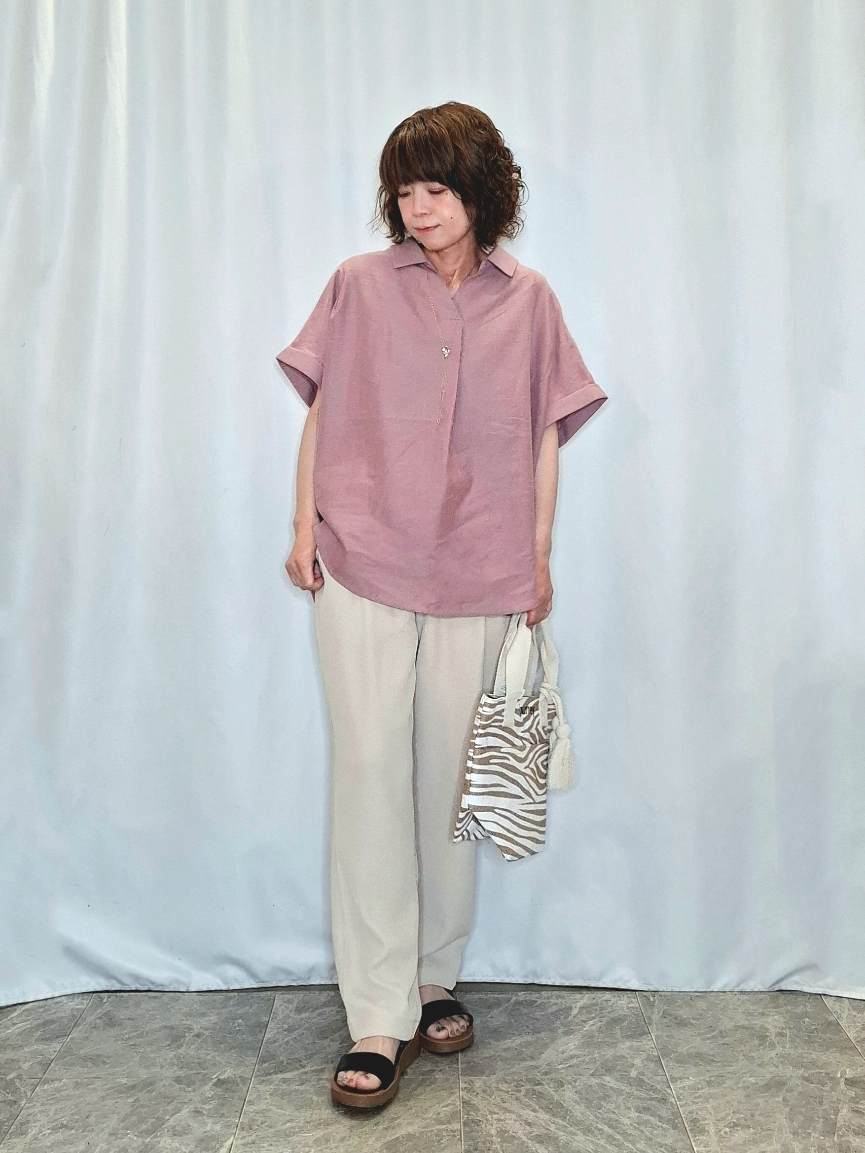 ぬーさんの「SHOO･LA･RUE｜【UV/吸水速乾/抗菌防臭】インせず着られる フレンチリネンスキッパーシャツ」を使ったコーディネート