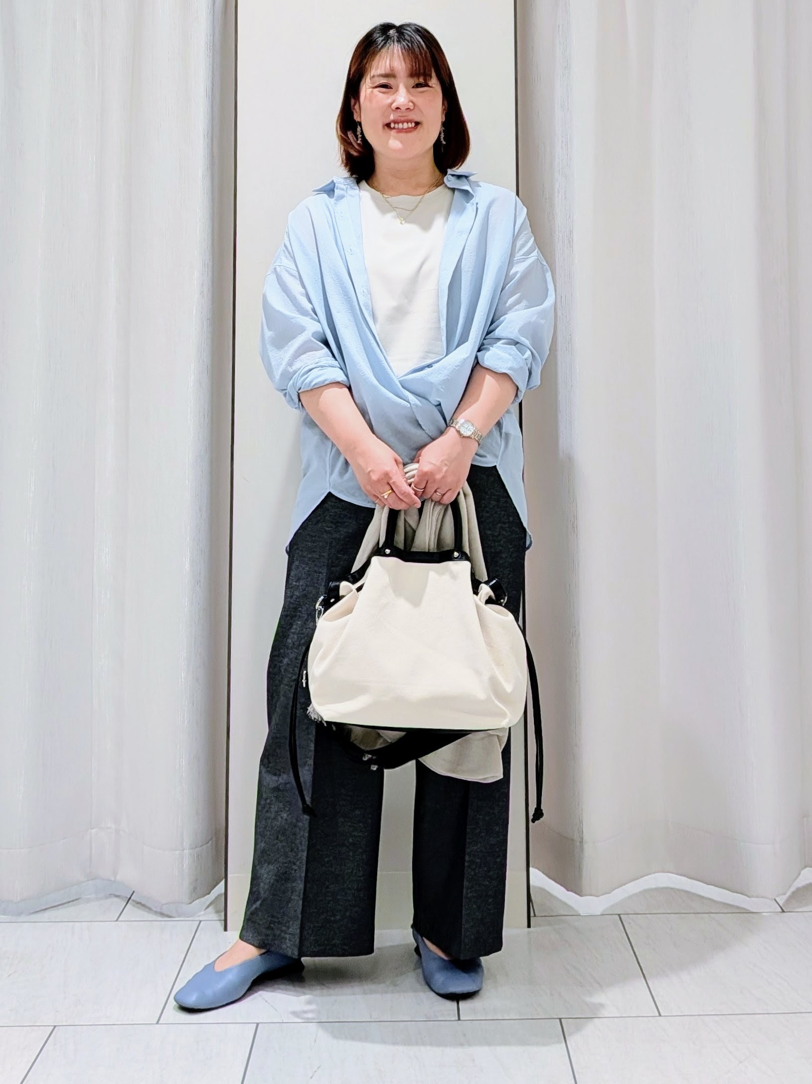 Onumaさんの「UNTITLED｜◆【2WAY/マシンウォッシャブル】カシュクールデザインシャツ」を使ったコーディネート
