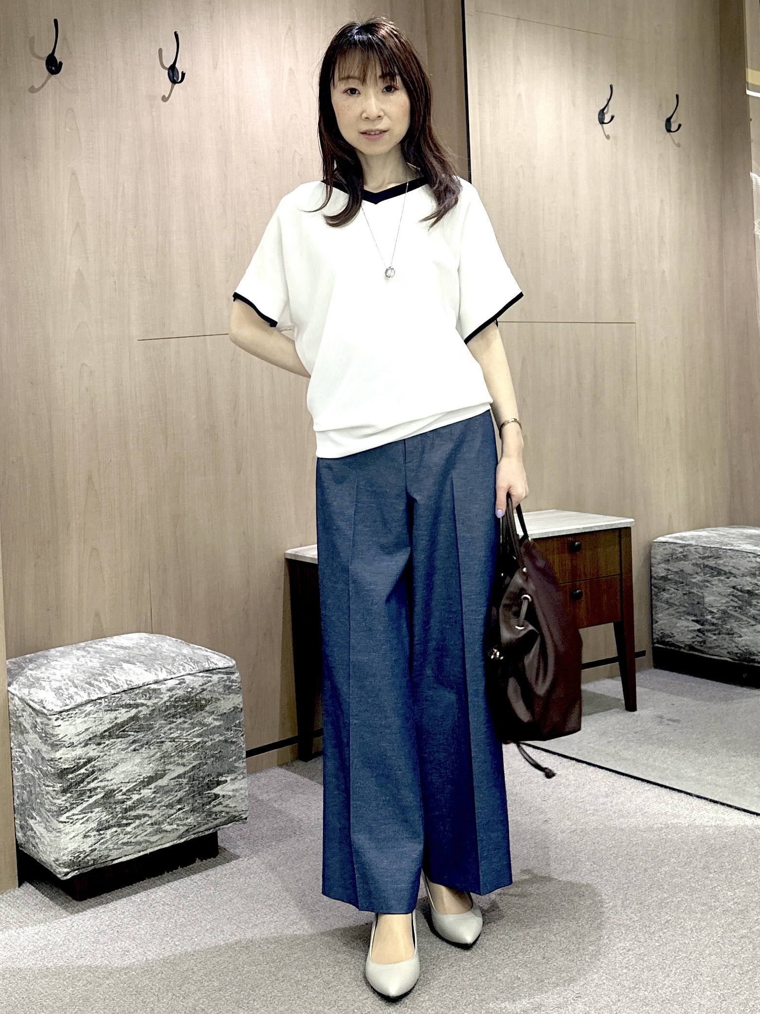 Miwaさんの「UNTITLED｜【アンサンブル可/日除け・冷房対策】シアーレーヨンZIPカーディガン」を使ったコーディネート
