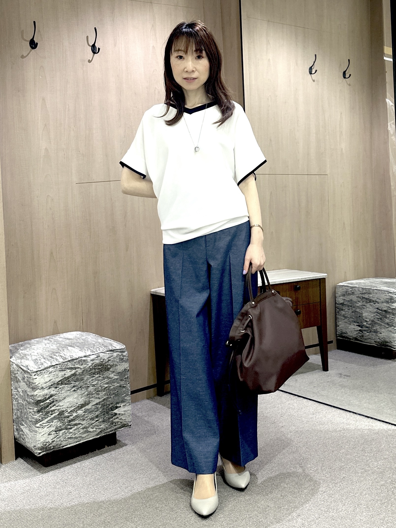 Miwaさんの「UNTITLED｜【アンサンブル可/日除け・冷房対策】シアーレーヨンZIPカーディガン」を使ったコーディネート