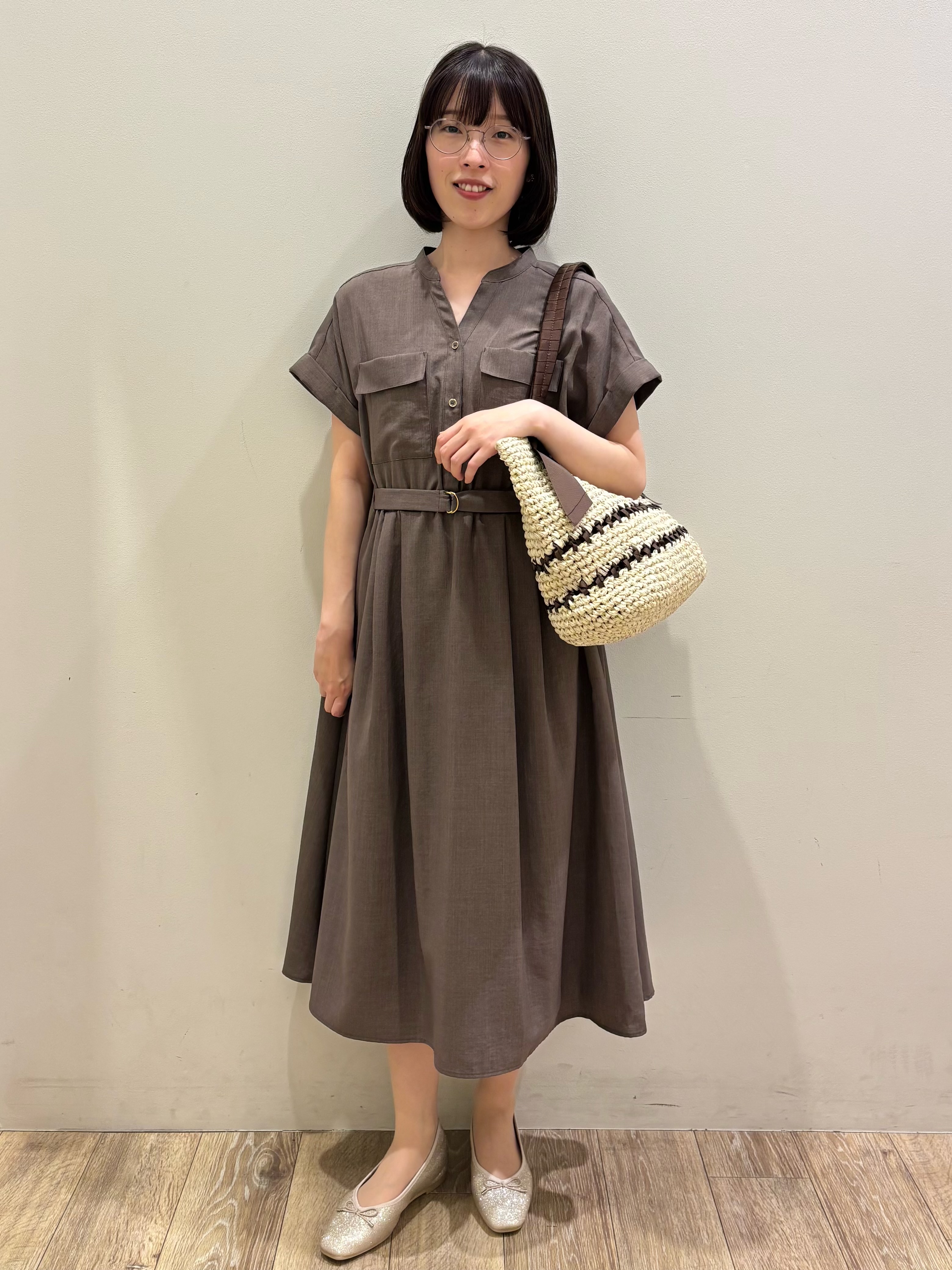 honamiさんの「index｜ダブルポケットスキッパーワンピース【防シワ／洗濯機OK】《XS～3L／6col》」を使ったコーディネート