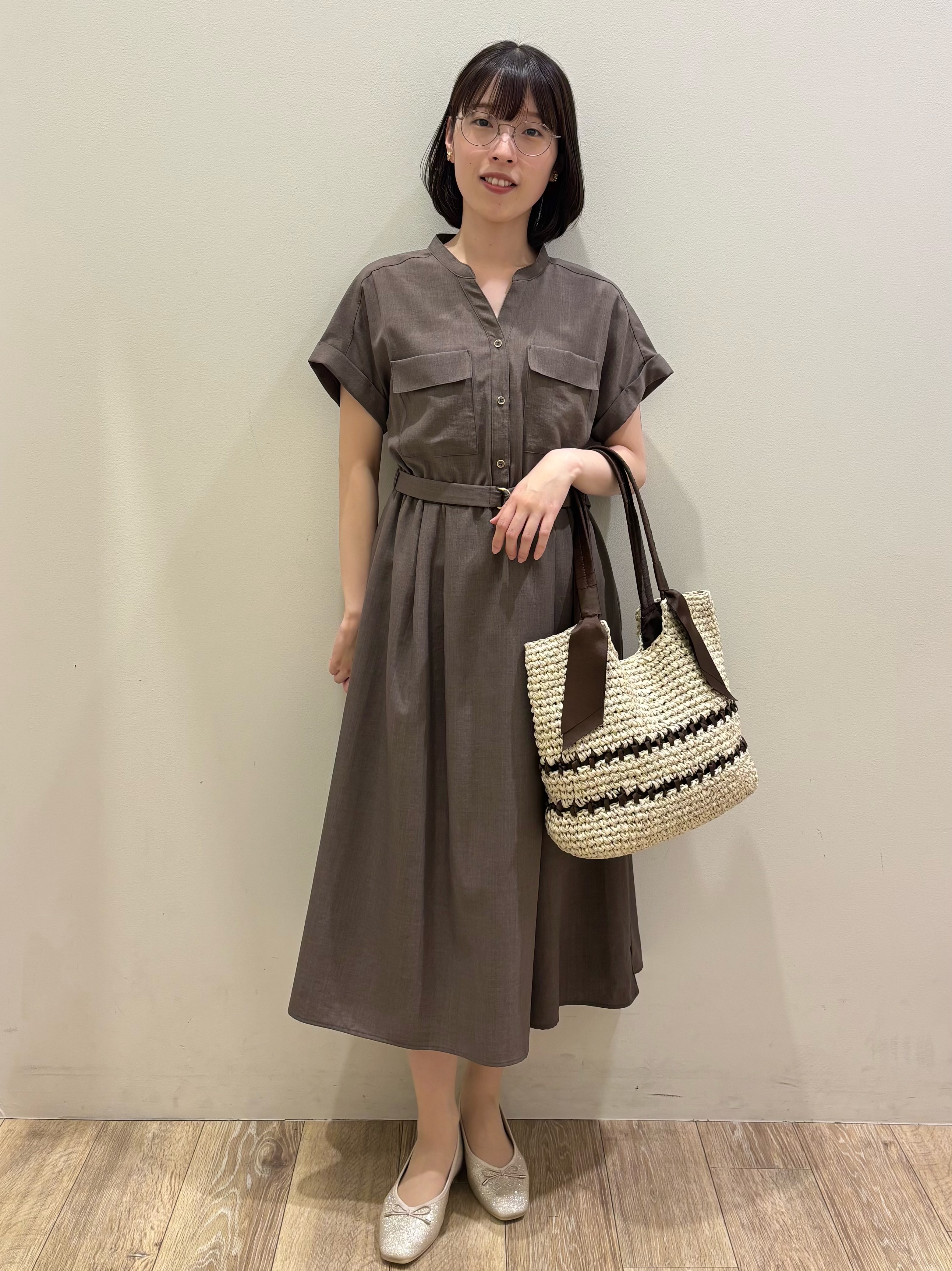 honamiさんの「index｜ダブルポケットスキッパーワンピース【防シワ／洗濯機OK】《XS～3L／6col》」を使ったコーディネート