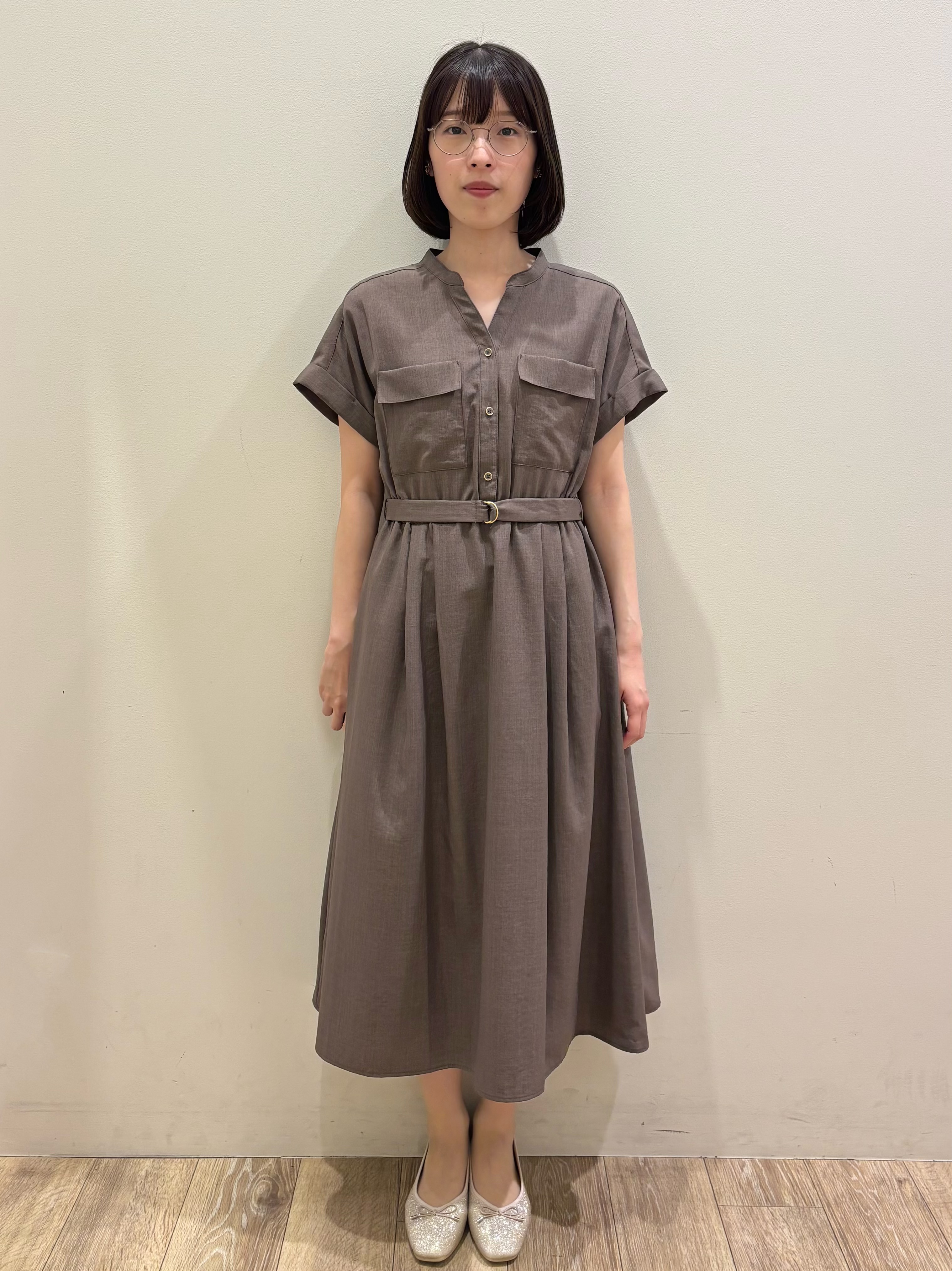 honamiさんの「index｜ダブルポケットスキッパーワンピース【防シワ／洗濯機OK】《XS～3L／6col》」を使ったコーディネート