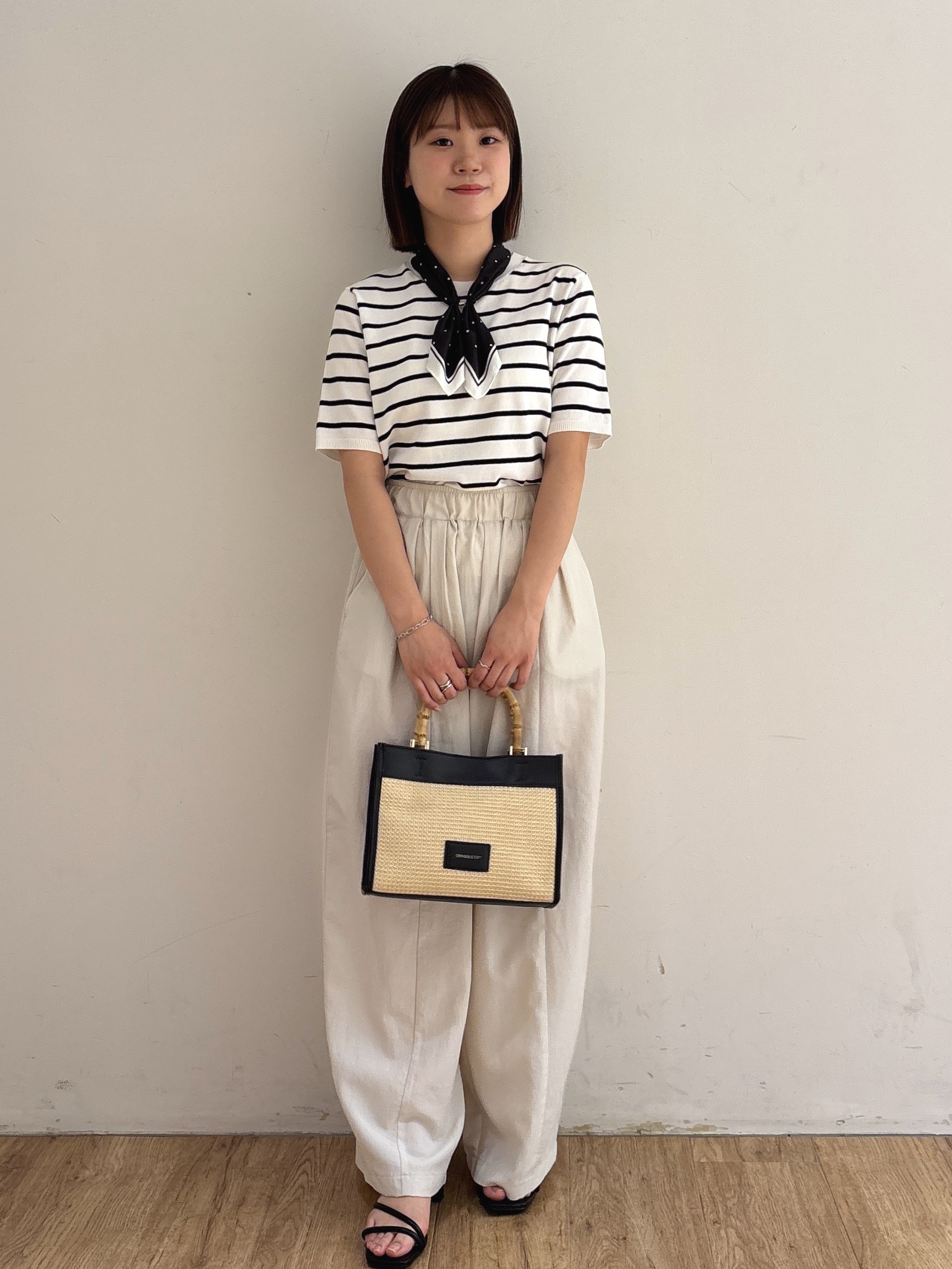mireiさんの「OPAQUE.CLIP｜【UV】ハーフスリーブニット／オーガニックコットン混《洗濯機OK》」を使ったコーディネート