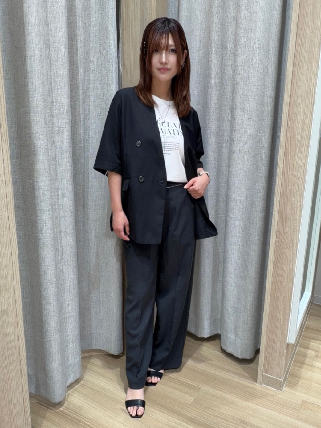 Fumikaさんの「grove｜【洗濯機OK/ひんやり】軽く羽織れるハーフスリーブジャケット」を使ったコーディネート