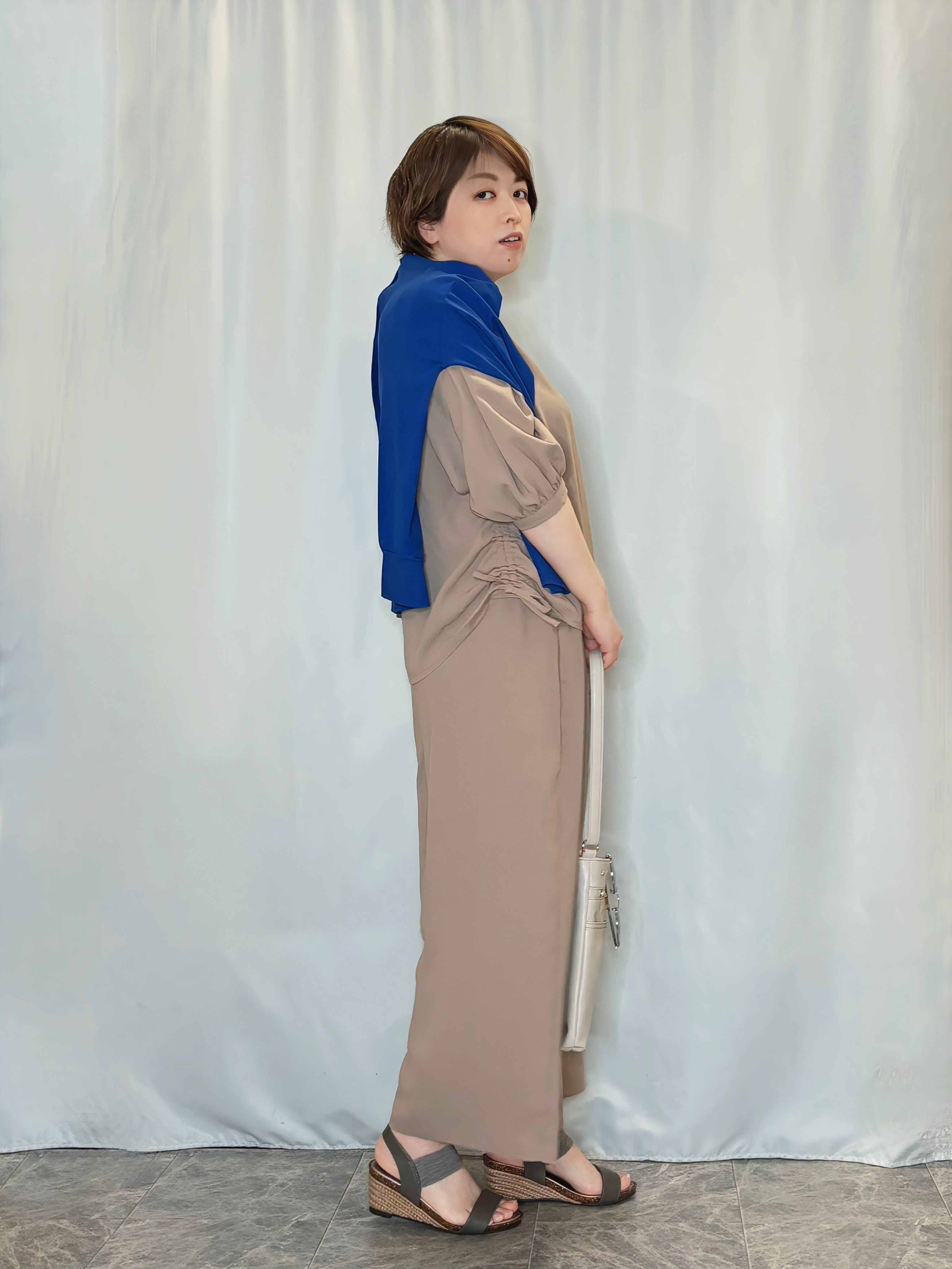たみさんの「SHOO･LA･RUE｜【UV/S-LL】着ごこちなめらか カノコ編みカーディガン」を使ったコーディネート