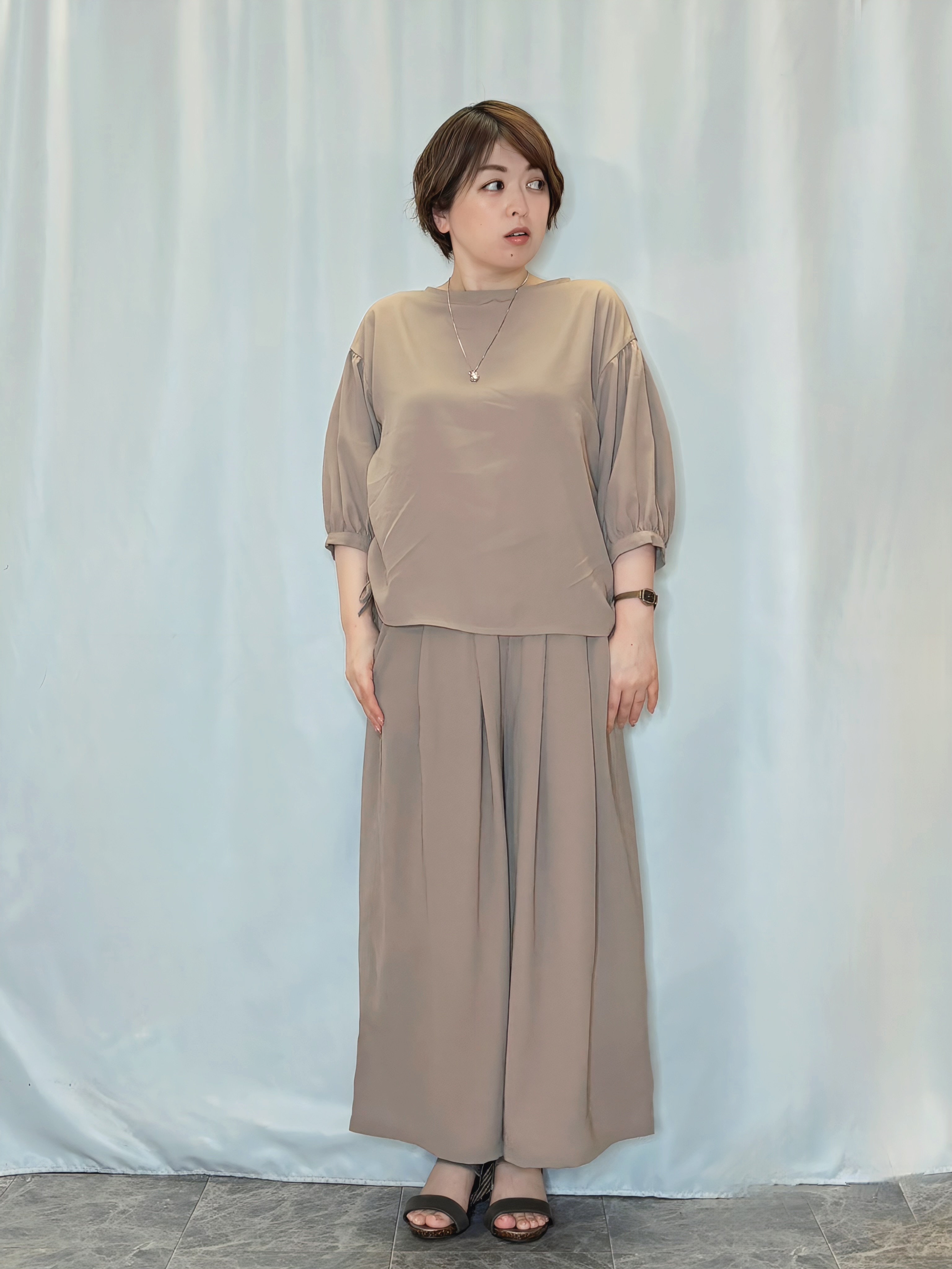 たみさんの「SHOO･LA･RUE｜【UV/S-LL】着ごこちなめらか カノコ編みカーディガン」を使ったコーディネート