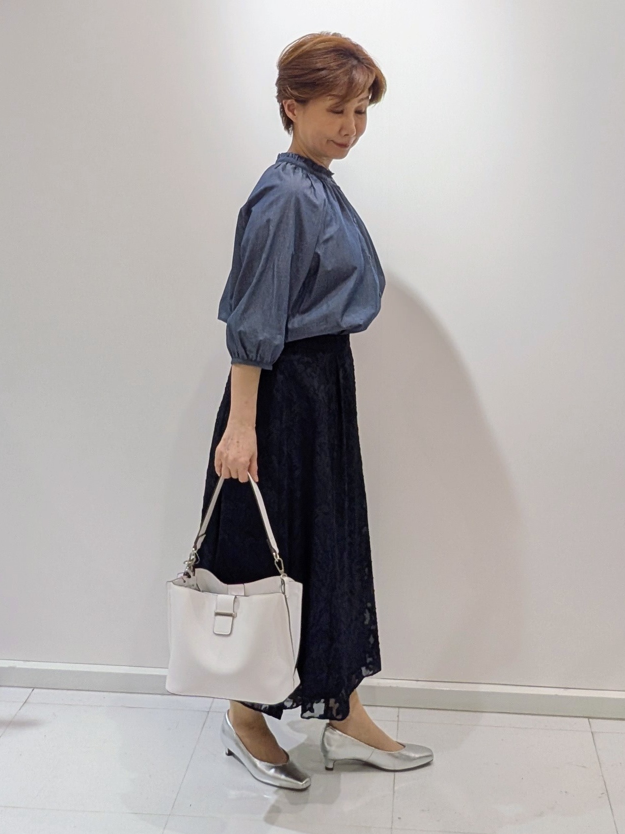 mamiさんの「Reflect｜プチハイネック フリルデザインブラウス」を使ったコーディネート