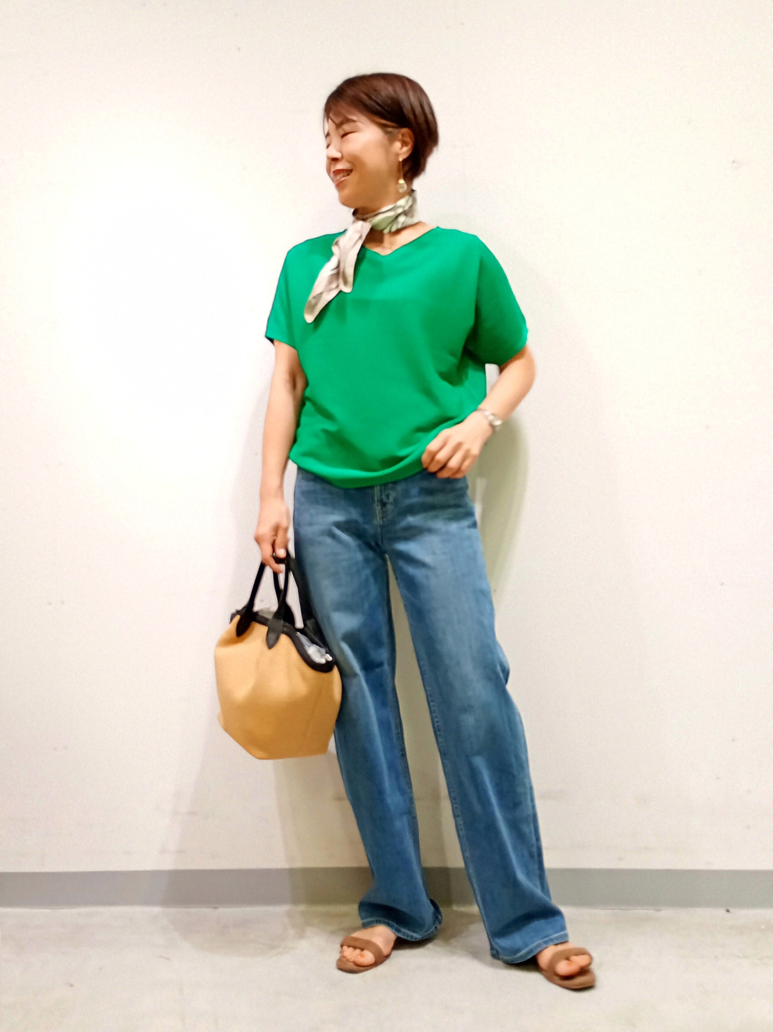 Kさんの「INDIVI｜【接触冷感／透湿／着る日傘】ノーカラージャケット」を使ったコーディネート