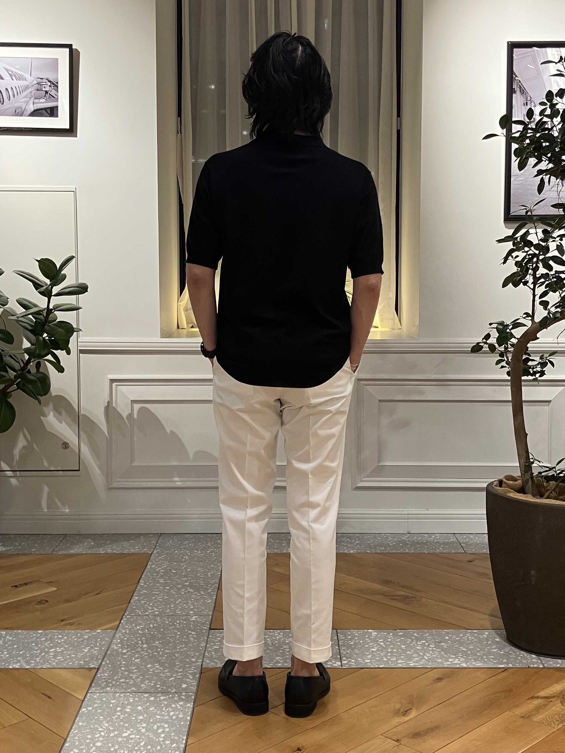 junyaさんの「DRESSTERIOR｜【ウォッシャブル】コットンシルク混 ニットポロシャツ」を使ったコーディネート