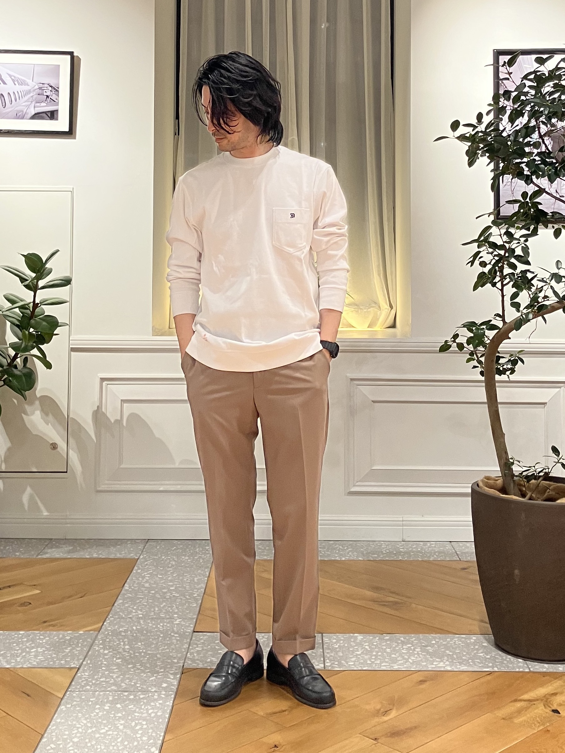 junyaさんの「DRESSTERIOR｜【抗菌防臭／UVカット／しわ防止】クールデオドラント フライスロングTシャツ」を使ったコーディネート