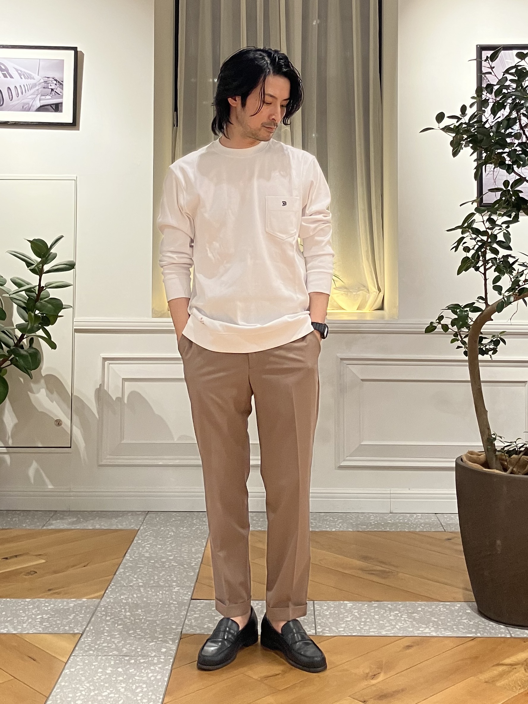 junyaさんの「DRESSTERIOR｜【抗菌防臭／UVカット／しわ防止】クールデオドラント フライスロングTシャツ」を使ったコーディネート