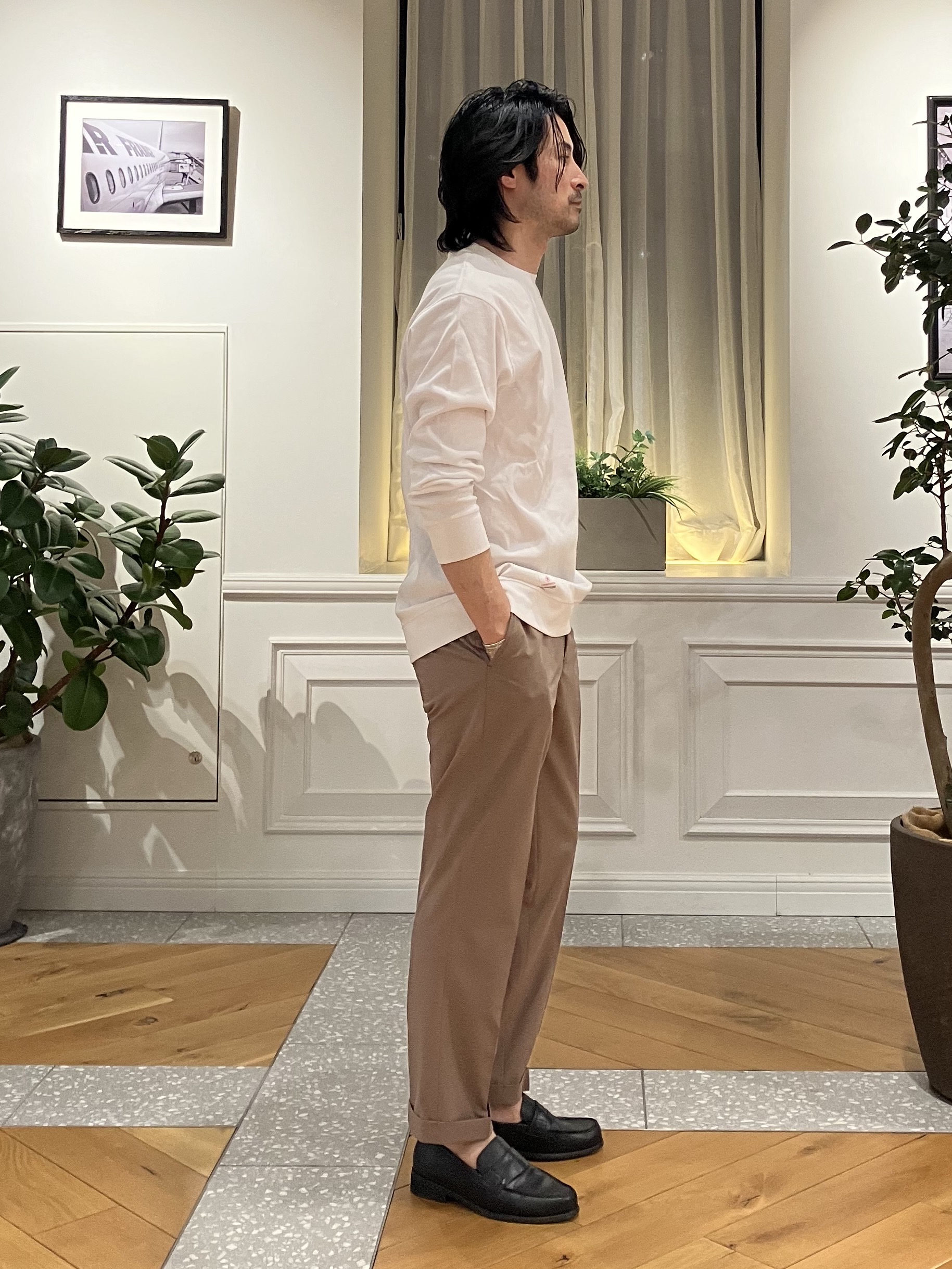 junyaさんの「DRESSTERIOR｜【抗菌防臭／UVカット／しわ防止】クールデオドラント フライスロングTシャツ」を使ったコーディネート