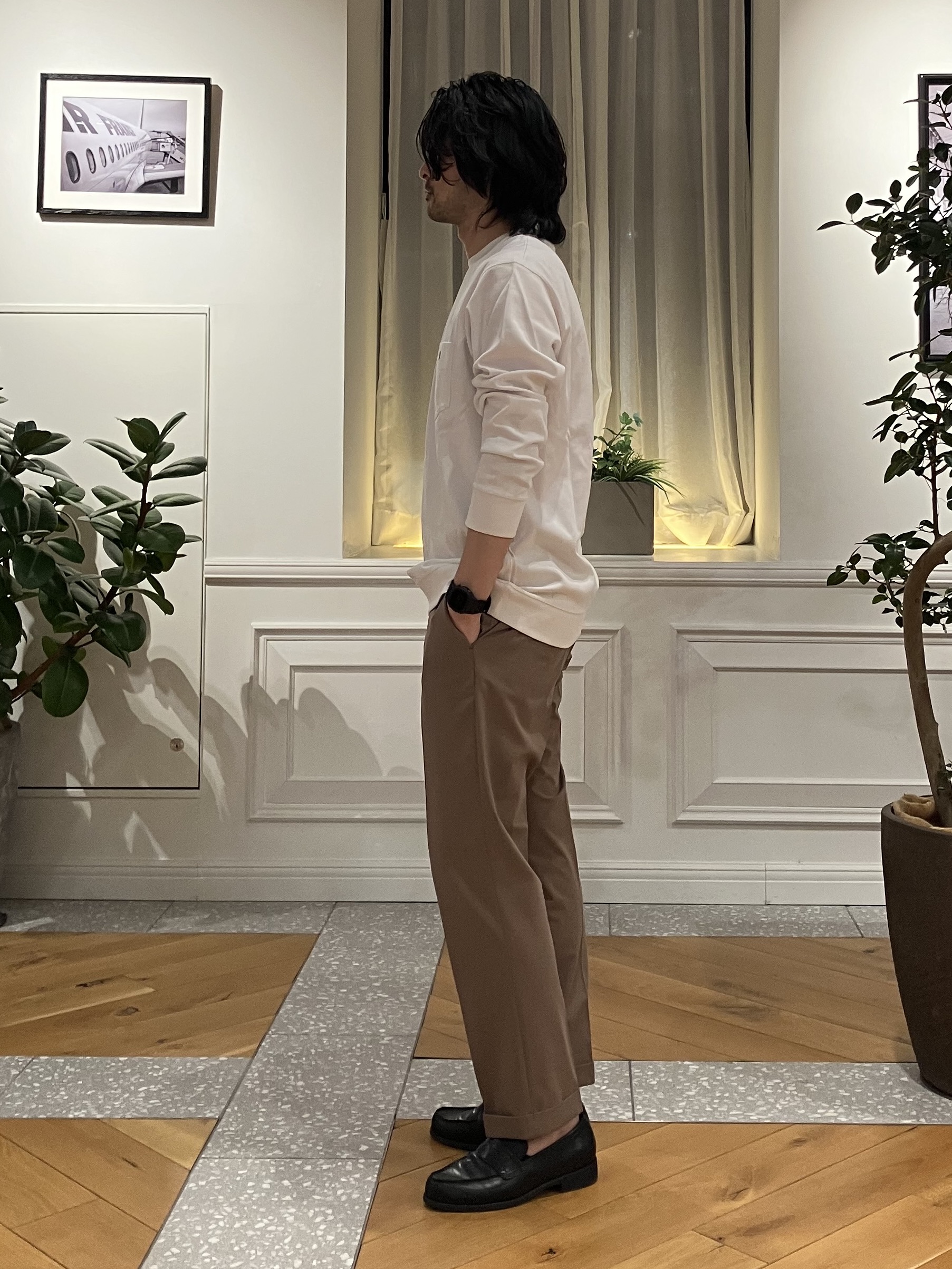junyaさんの「DRESSTERIOR｜【抗菌防臭／UVカット／しわ防止】クールデオドラント フライスロングTシャツ」を使ったコーディネート