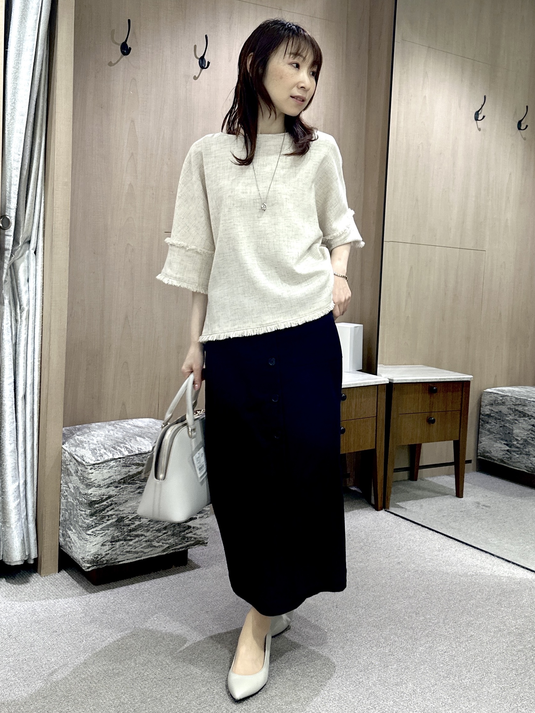 Miwaさんの「UNTITLED｜◆ドライミックスツィードブラウス」を使ったコーディネート