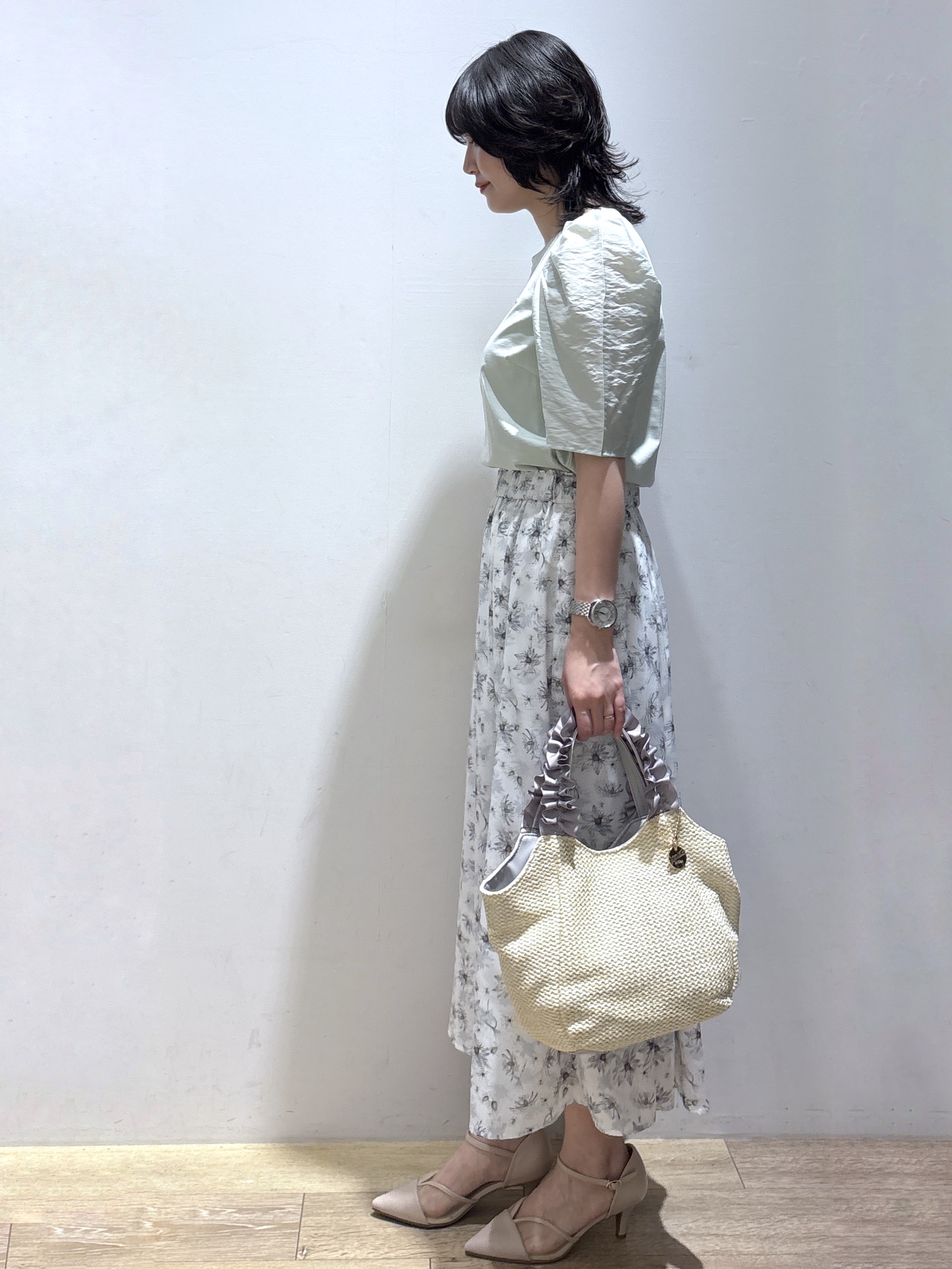 mizukiさんの「index｜【UVケア／接触冷感】シアータックスリーブドッキングTシャツ《洗濯機OK》」を使ったコーディネート