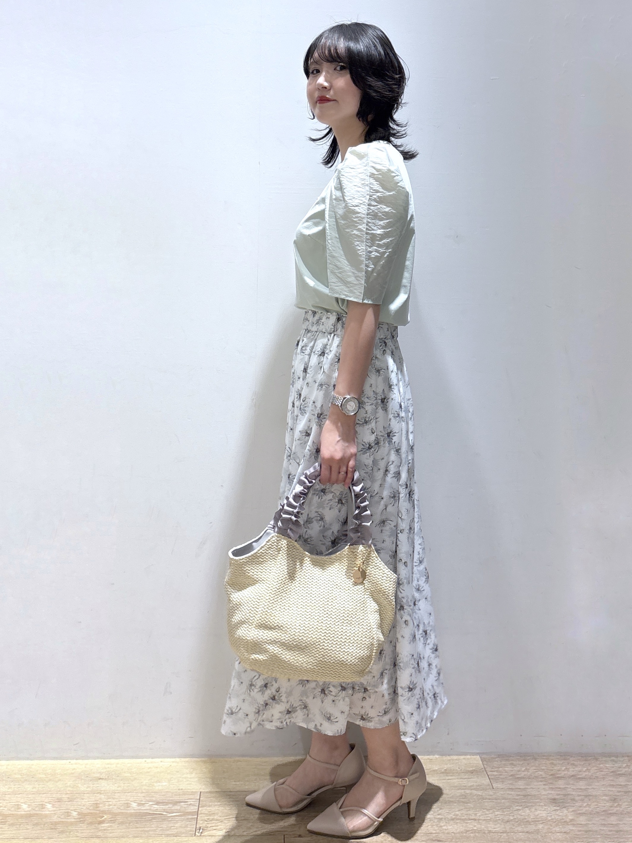 mizukiさんの「index｜【UVケア／接触冷感】シアータックスリーブドッキングTシャツ《洗濯機OK》」を使ったコーディネート