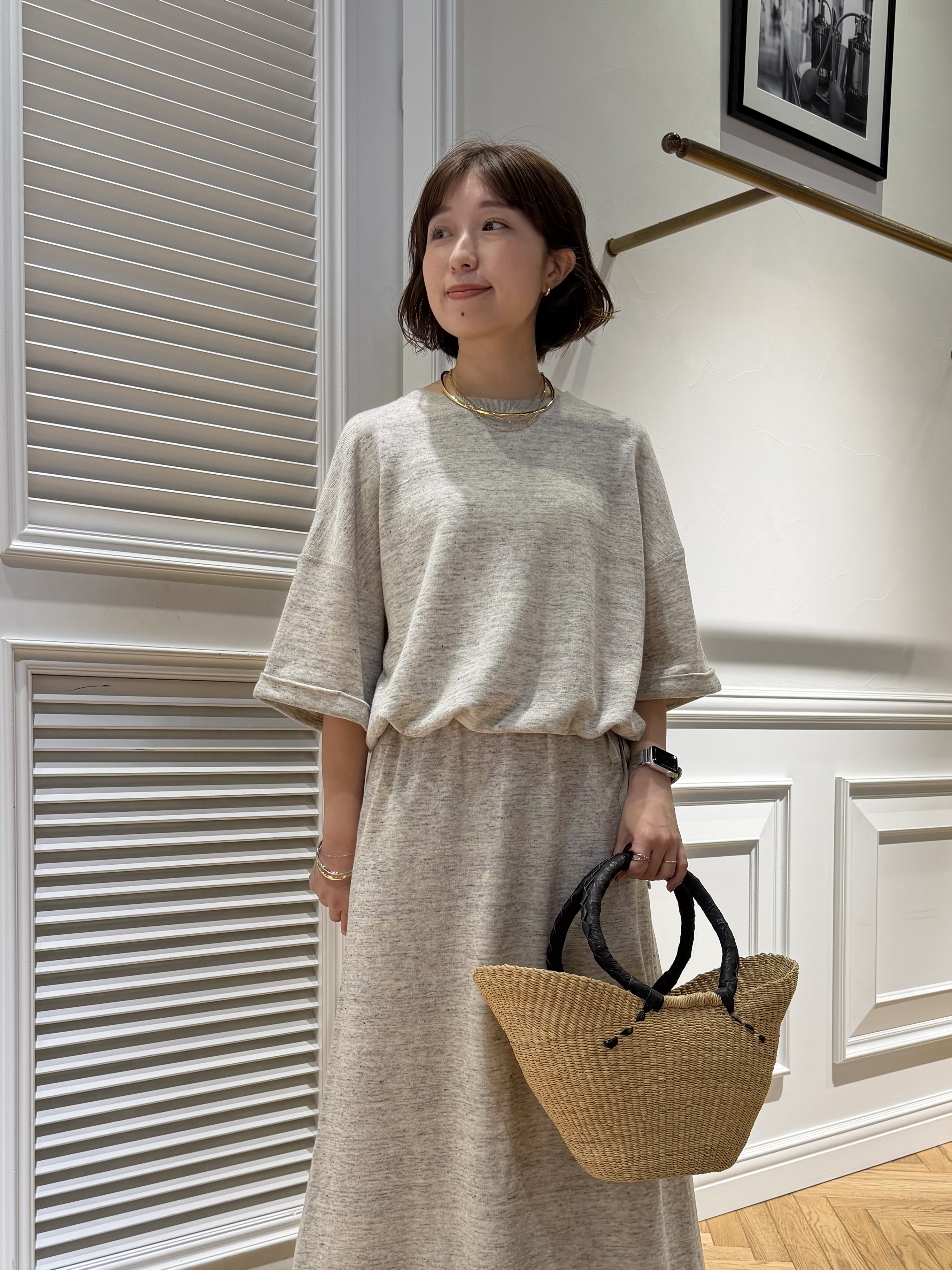 つじ まこさんの「DRESSTERIOR｜【ウォッシャブル/セットアップ可】ウォッシャブルリネンウラケスカート」を使ったコーディネート