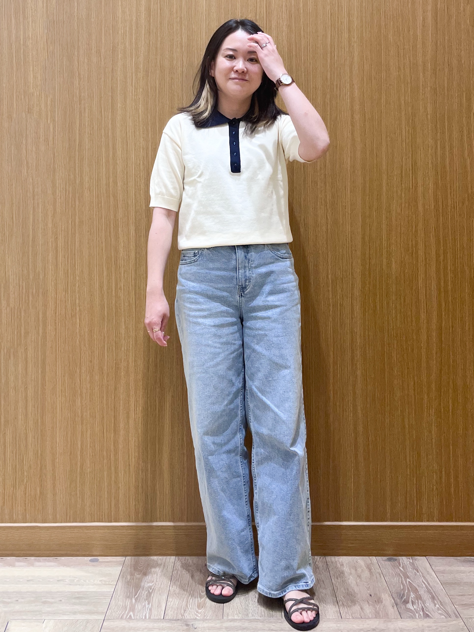 aさんの「OPAQUE.CLIP｜ビッグポロ衿ニット【洗濯機OK】」を使ったコーディネート