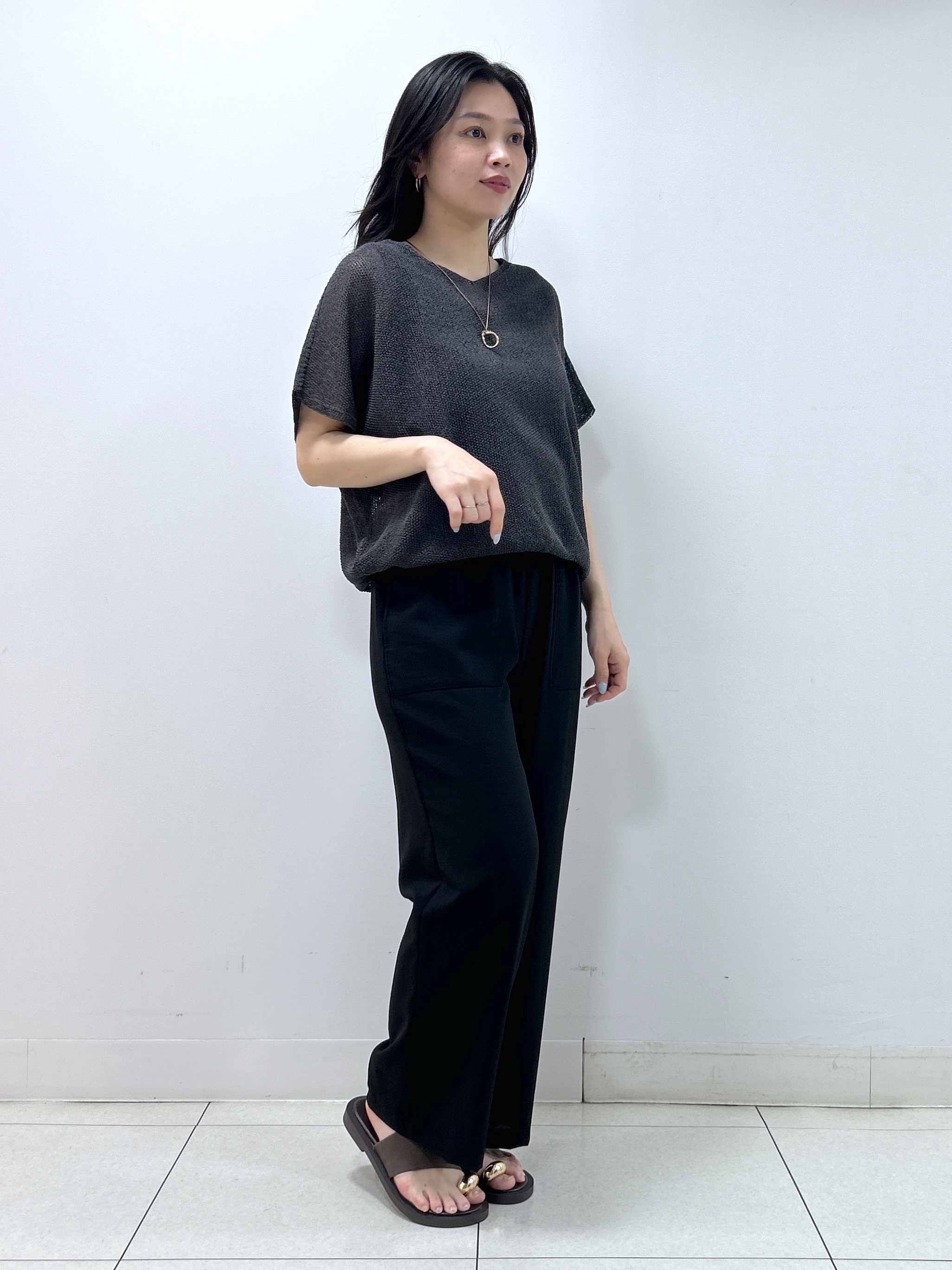 Kaiさんの「Dessin｜【洗える】透かし編みデザインニット半袖」を使ったコーディネート