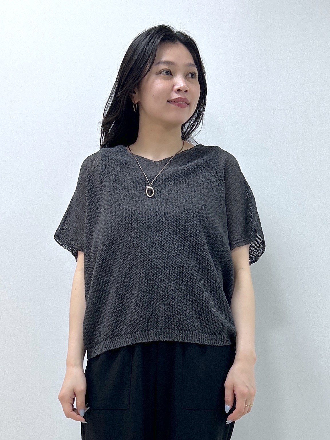 Kaiさんの「Dessin｜【洗える】透かし編みデザインニット半袖」を使ったコーディネート