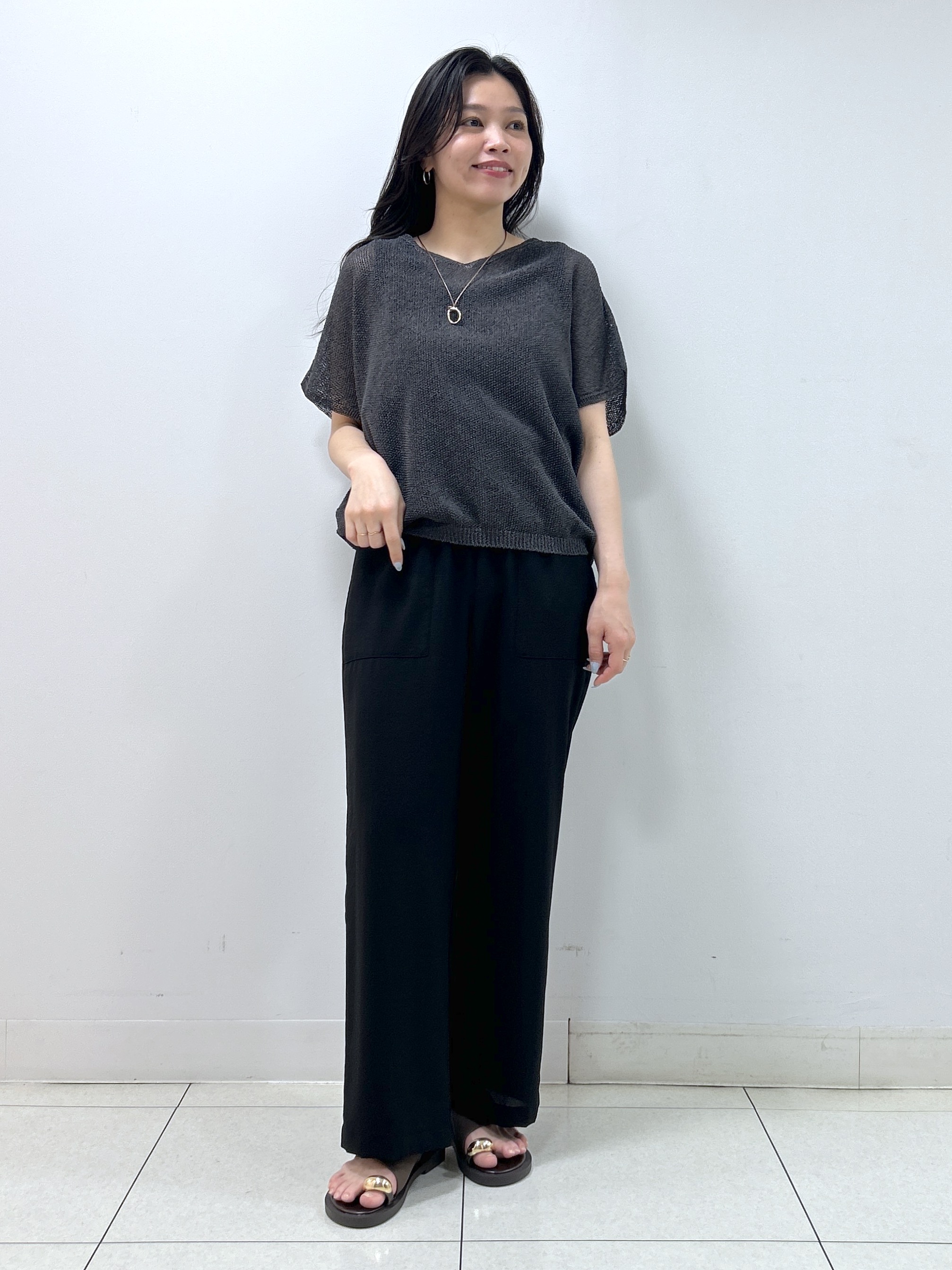 Kaiさんの「Dessin｜【洗える】透かし編みデザインニット半袖」を使ったコーディネート