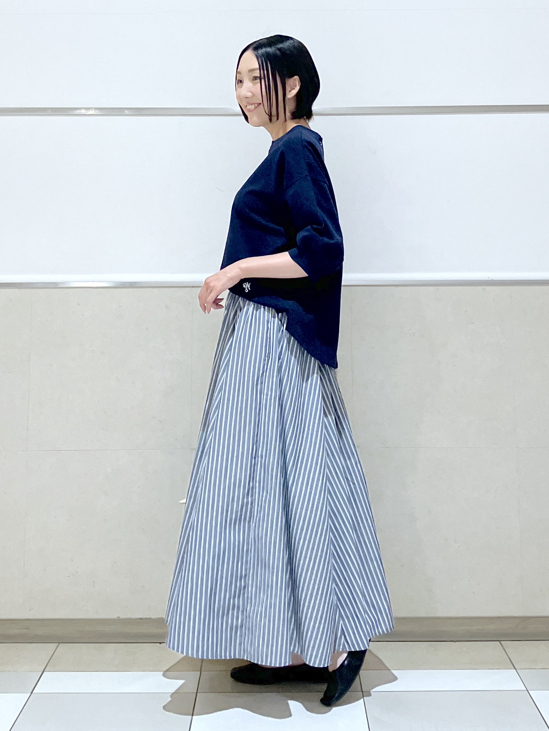 eriko さんの「Dessin｜【360度可愛い】バックヘンリーカットソー5分袖」を使ったコーディネート